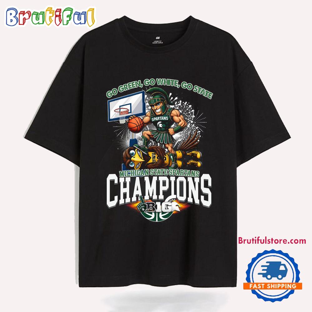 Go Green Go White Go State Michigan State Spartans Champions Mascot 2025 T Shirt