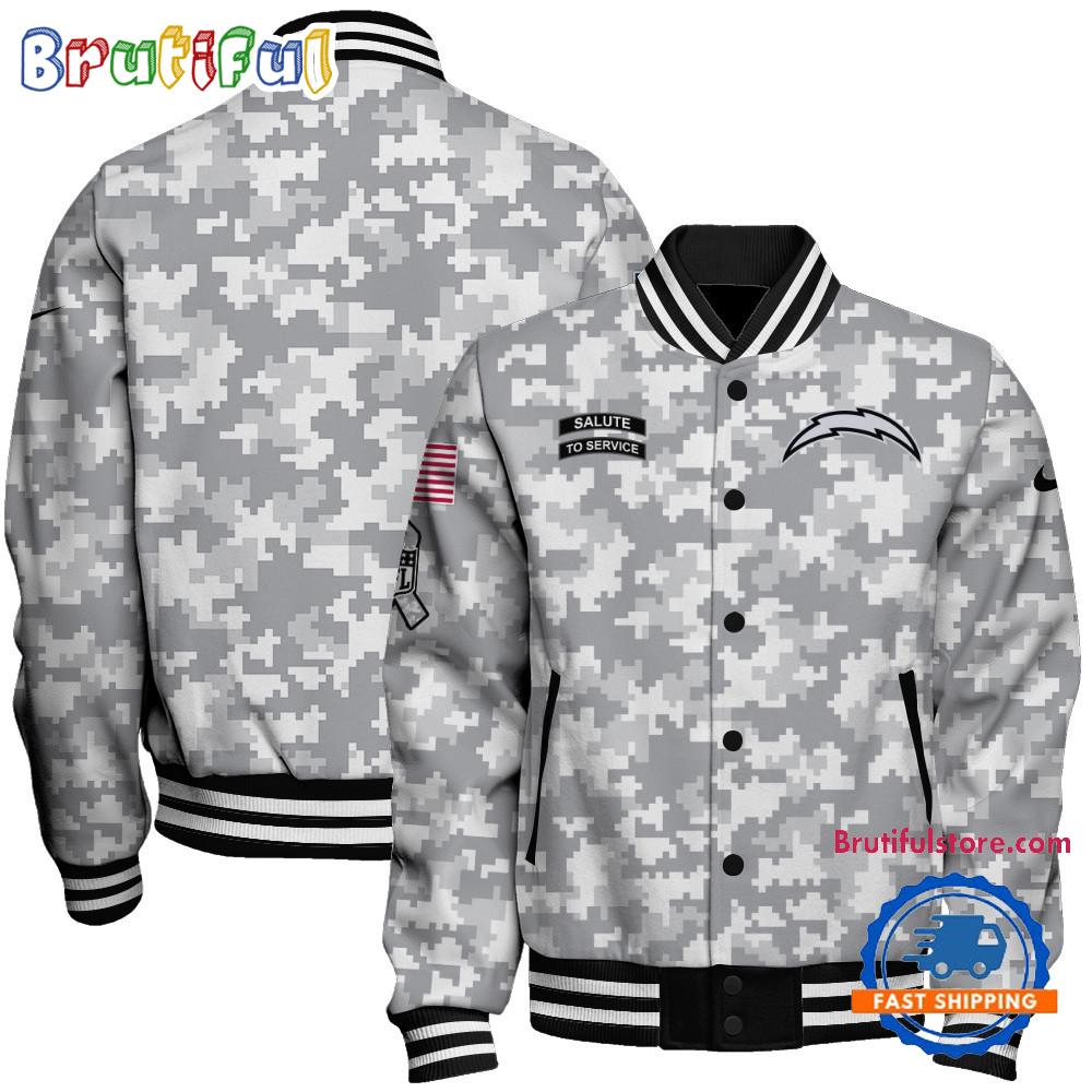 Los Angeles Chargers National Football League Arctic Camo Salute To Service Veterans Varsity Jacket