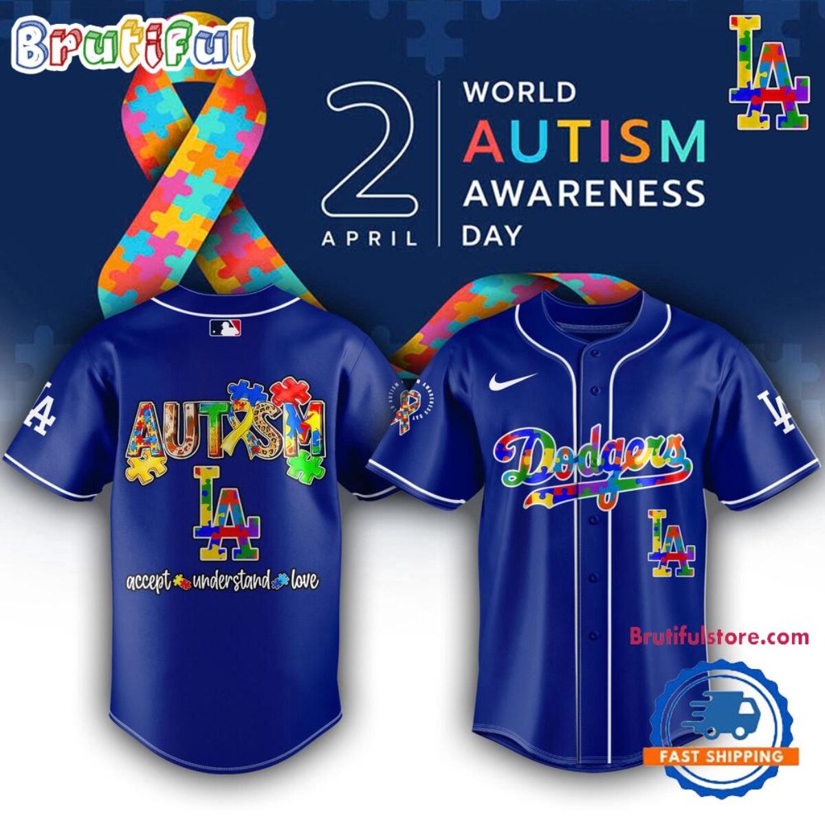Los Angeles Dodgers x World Autism Awareness Day 2025 Baseball Jersey