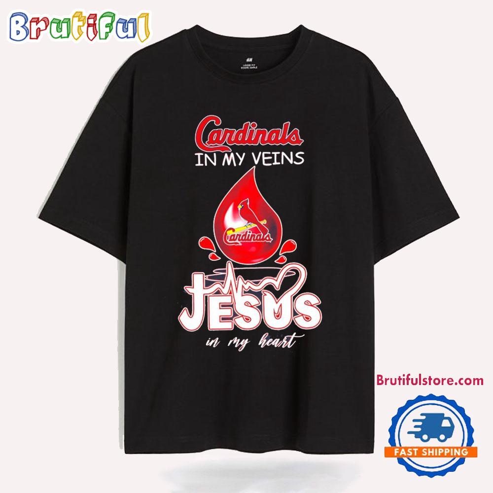 Louisville Cardinals in My Veins Jesus in My Heart T Shirt