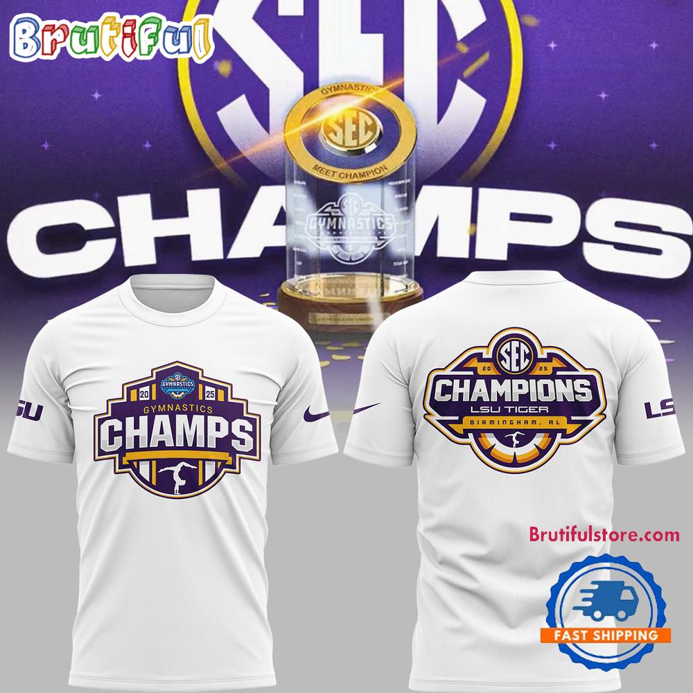 LSU Tigers 2025 SEC Women’s Gymnastics Champions White T Shirt