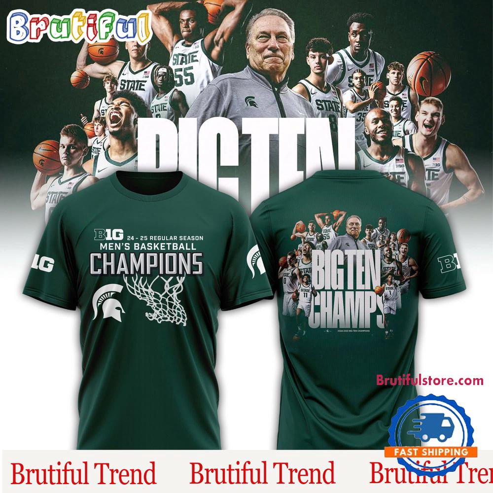 Michigan State 2025 Big Ten Men’s Basketball Regular Season Champions Team Player Graphics 3D Shirts