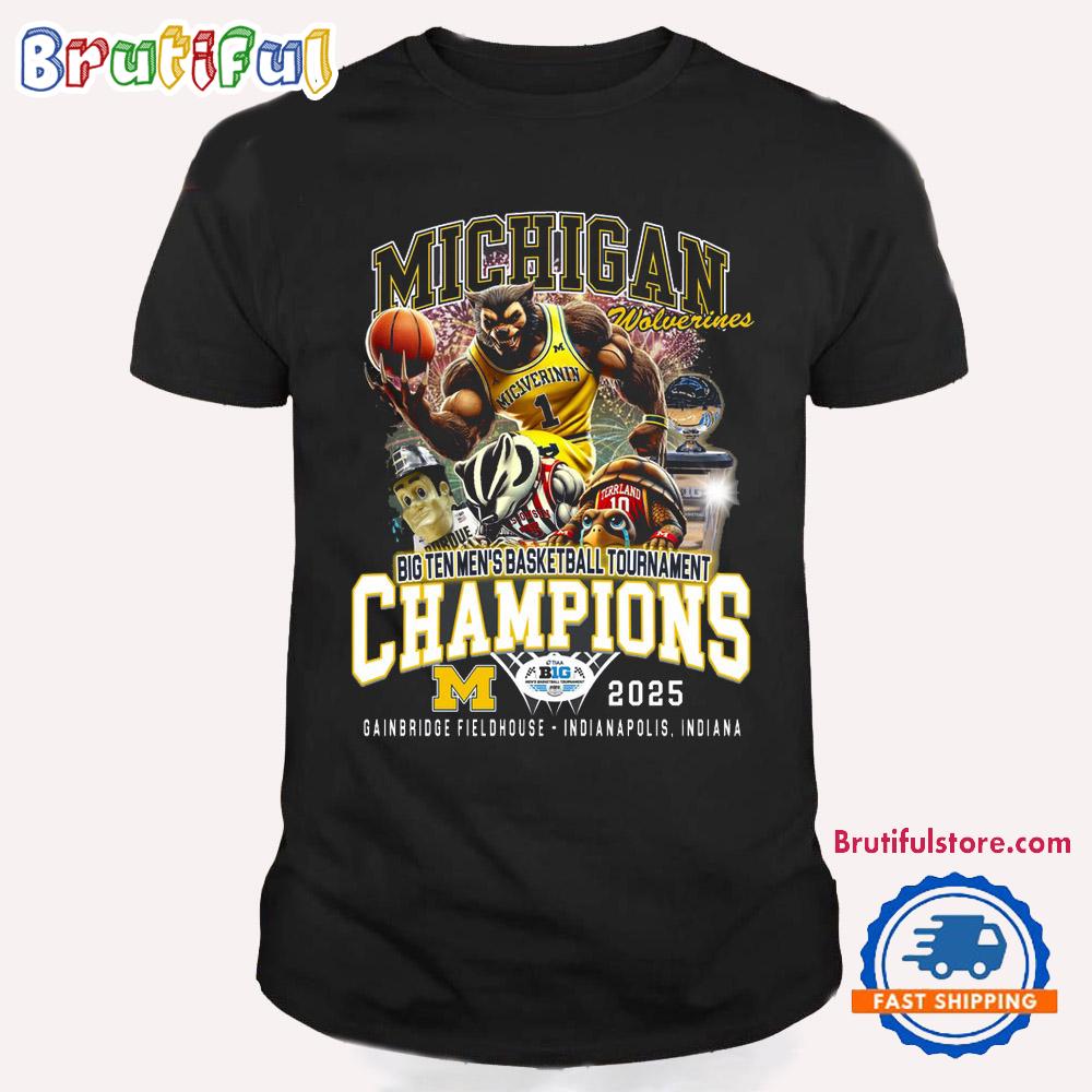 Michigan Wolverines Big Ten Men's Basketball Tourament Champions 2025 New T Shirt