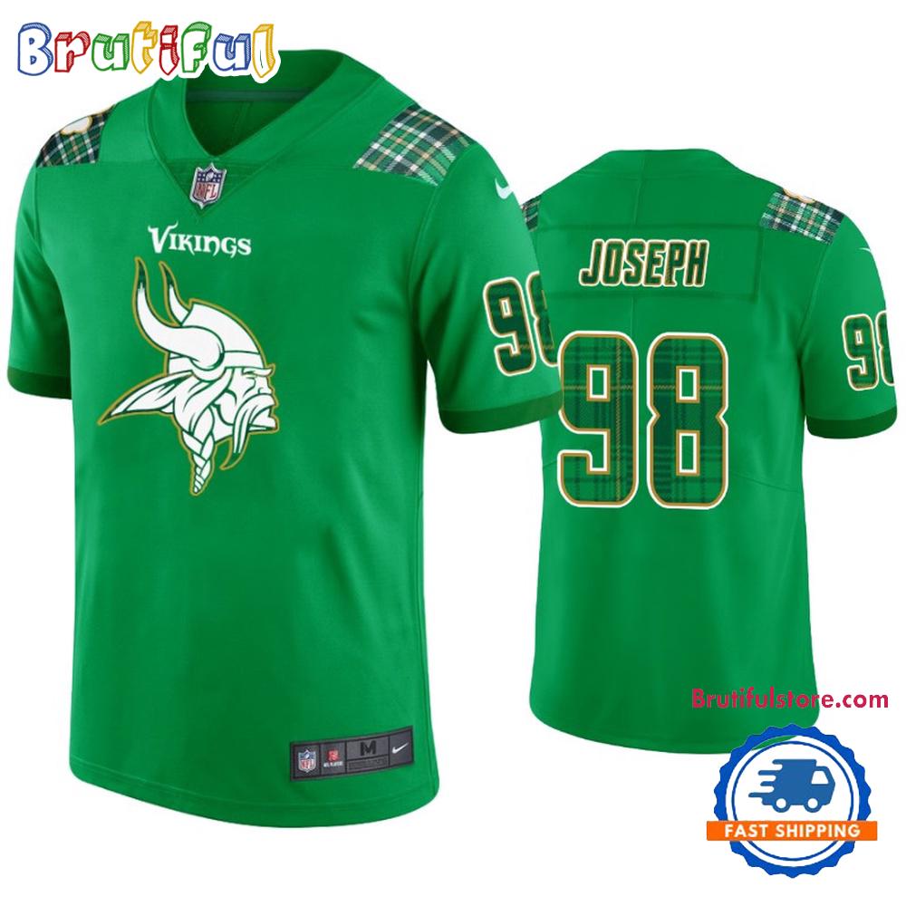 Minnesota Vikings #98 Linval Joseph Jersey St. Patricks Day Kelly Green Lucky Football Jersey