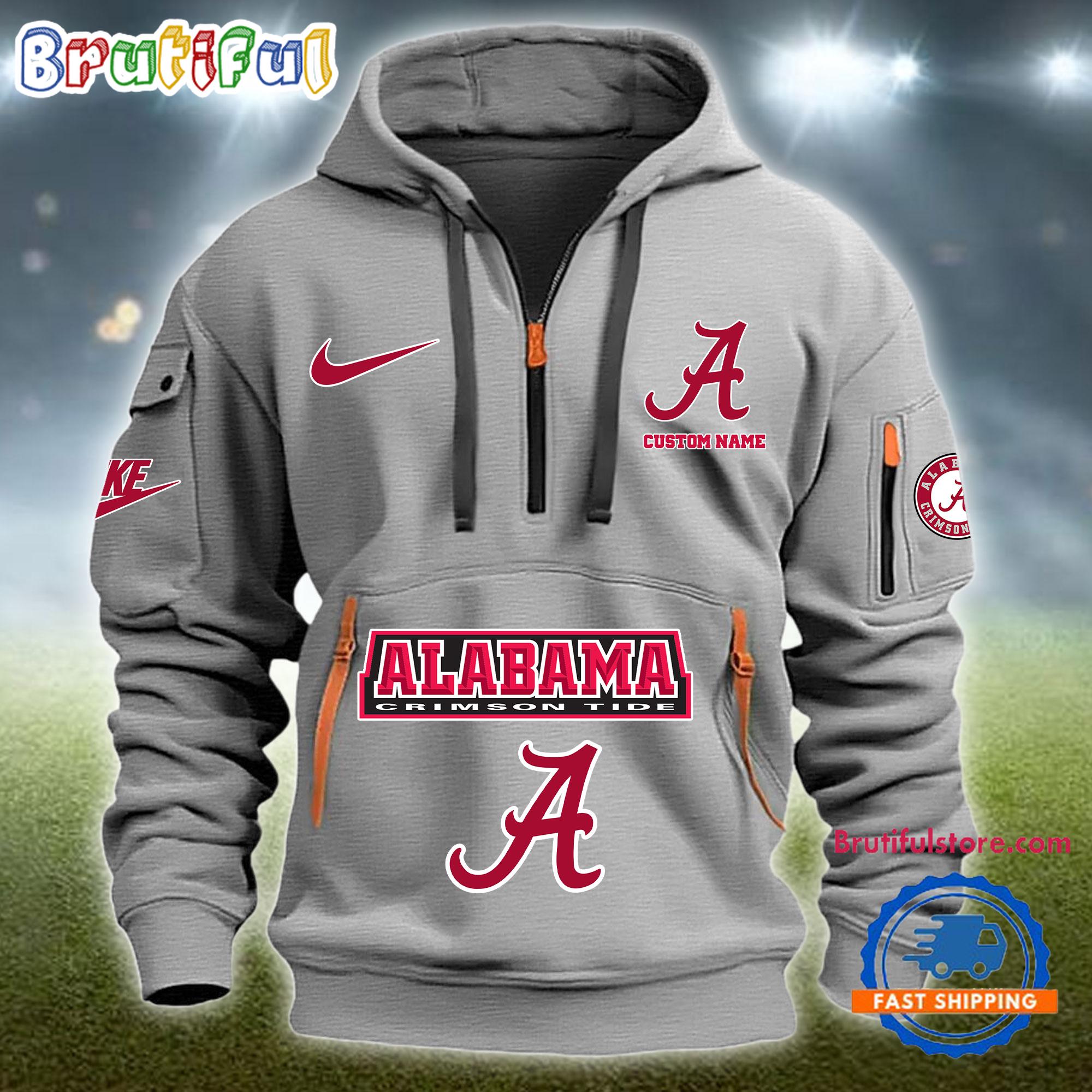 NCAA Alabama Crimson Tide Heavy Hoodie, Sporty Quarter Zip Hoodie