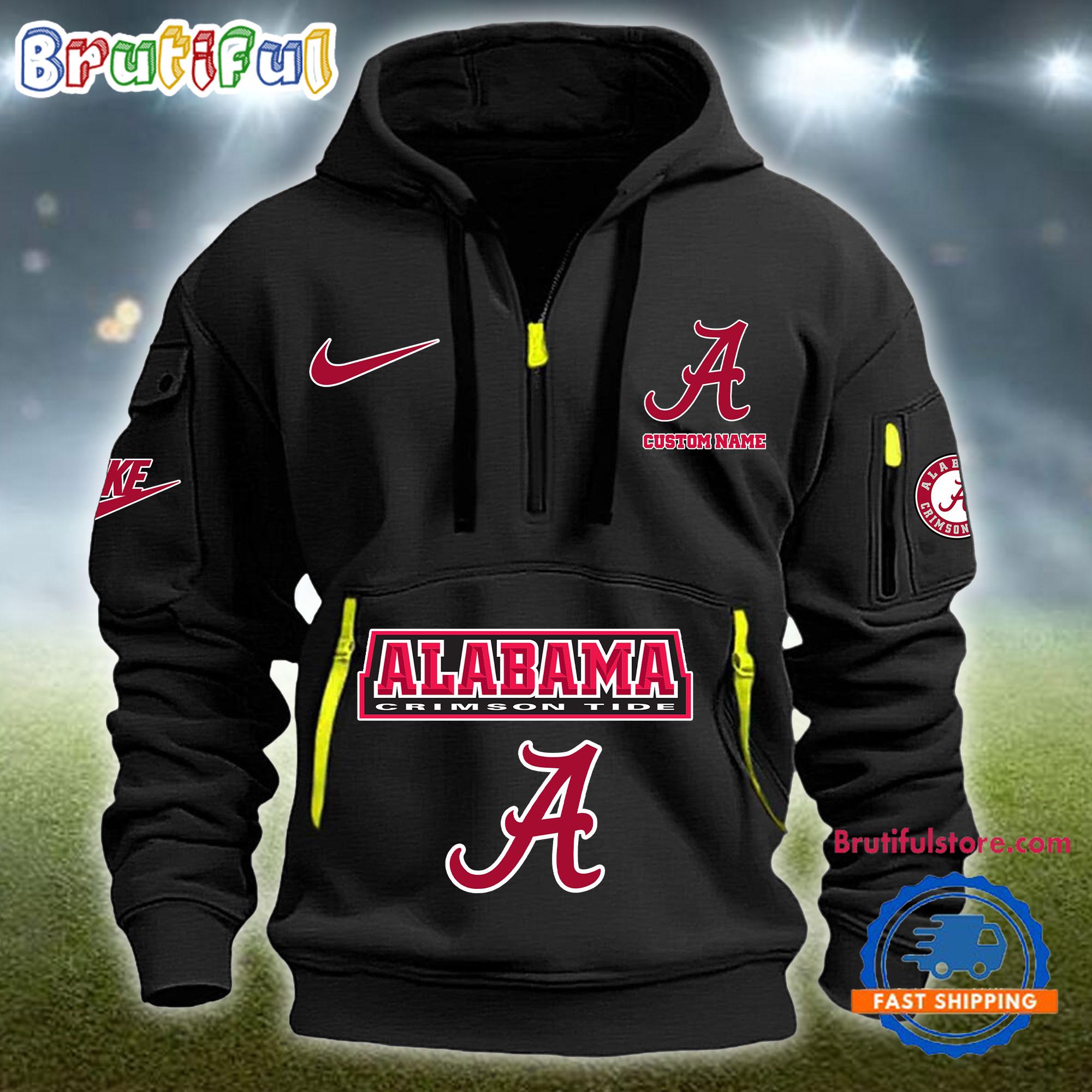 NCAA Alabama Crimson Tide Heavy Hoodie, Sporty Quarter Zip Hoodie