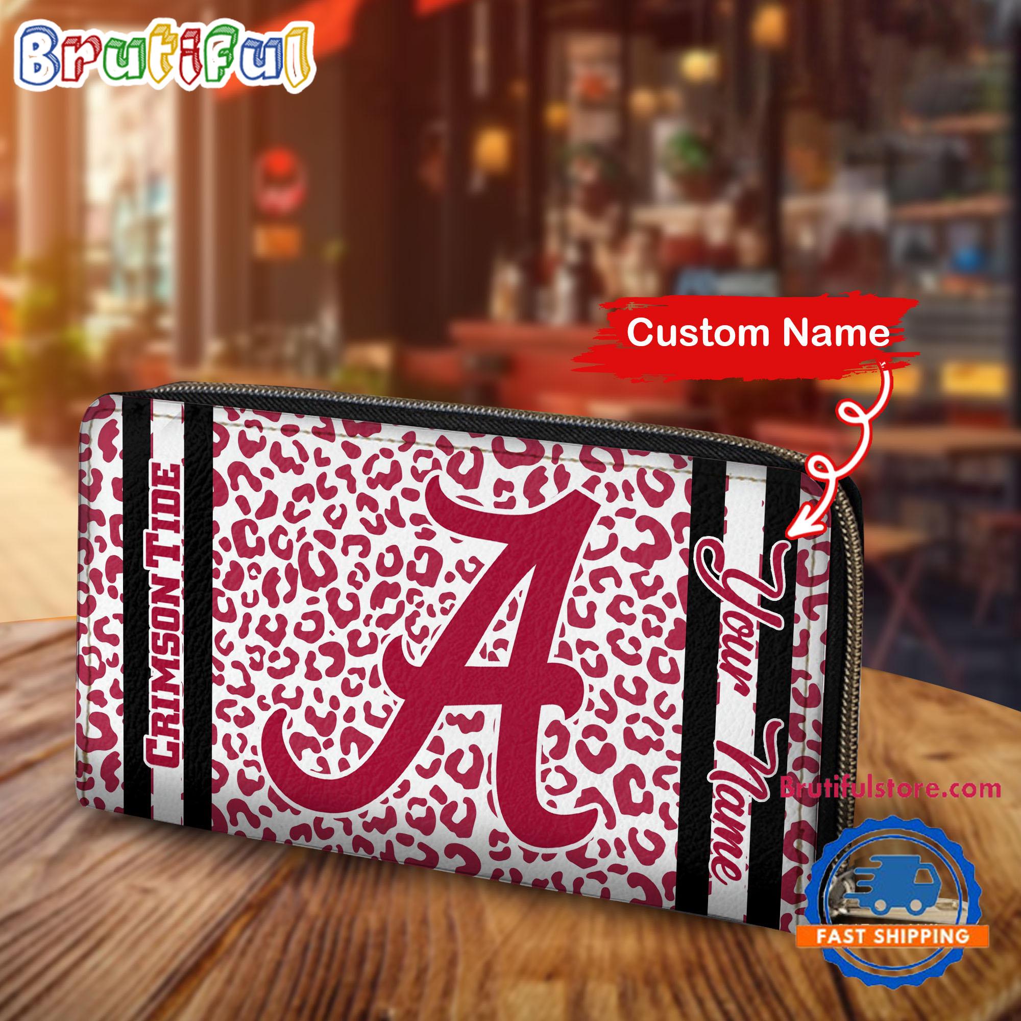 NCAA Alabama Crimson Tide Leopard Women's Zip Around Wallet, Sporty Women's Wallet