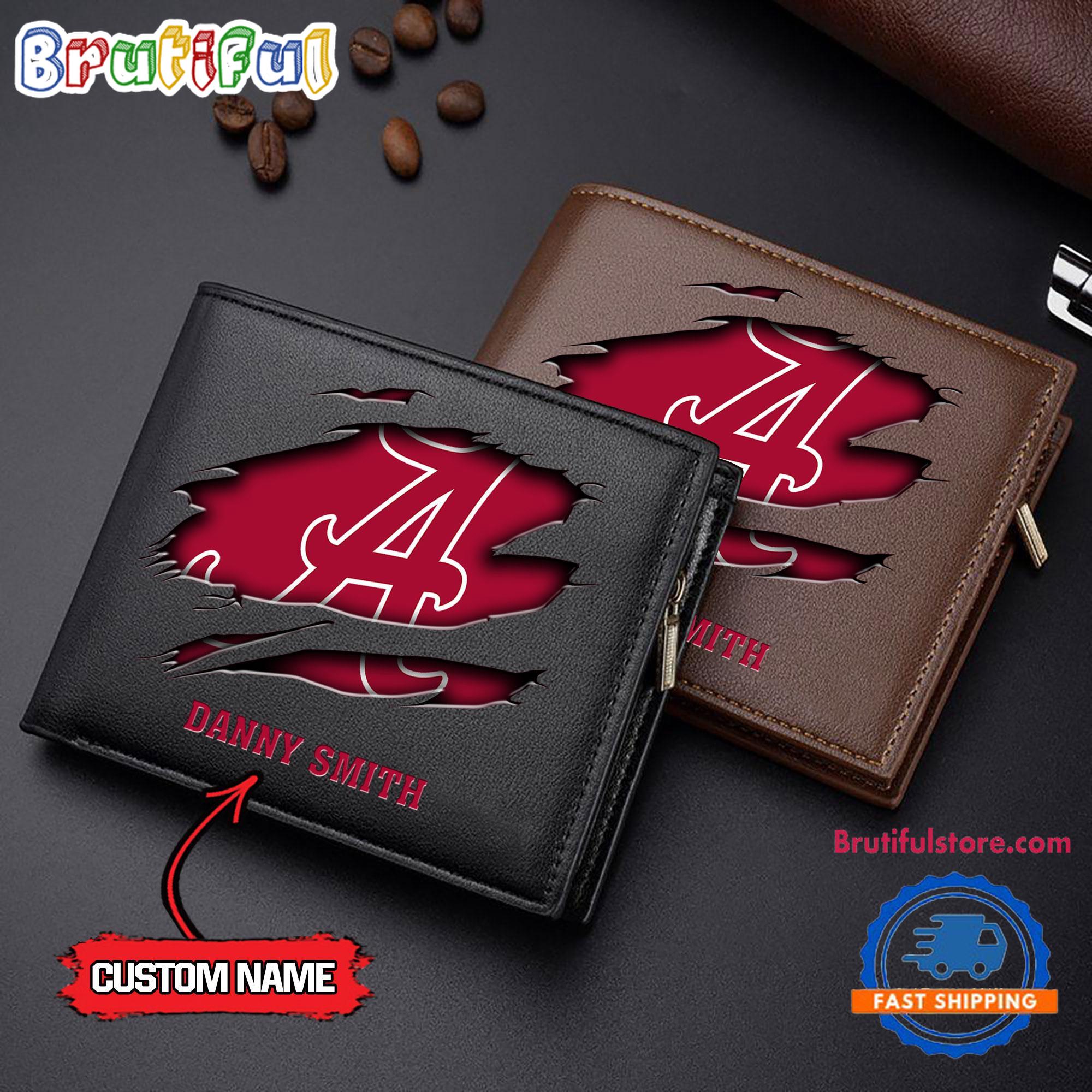 NCAA Alabama Crimson Tide Sporty Custom Men's Leather Wallet