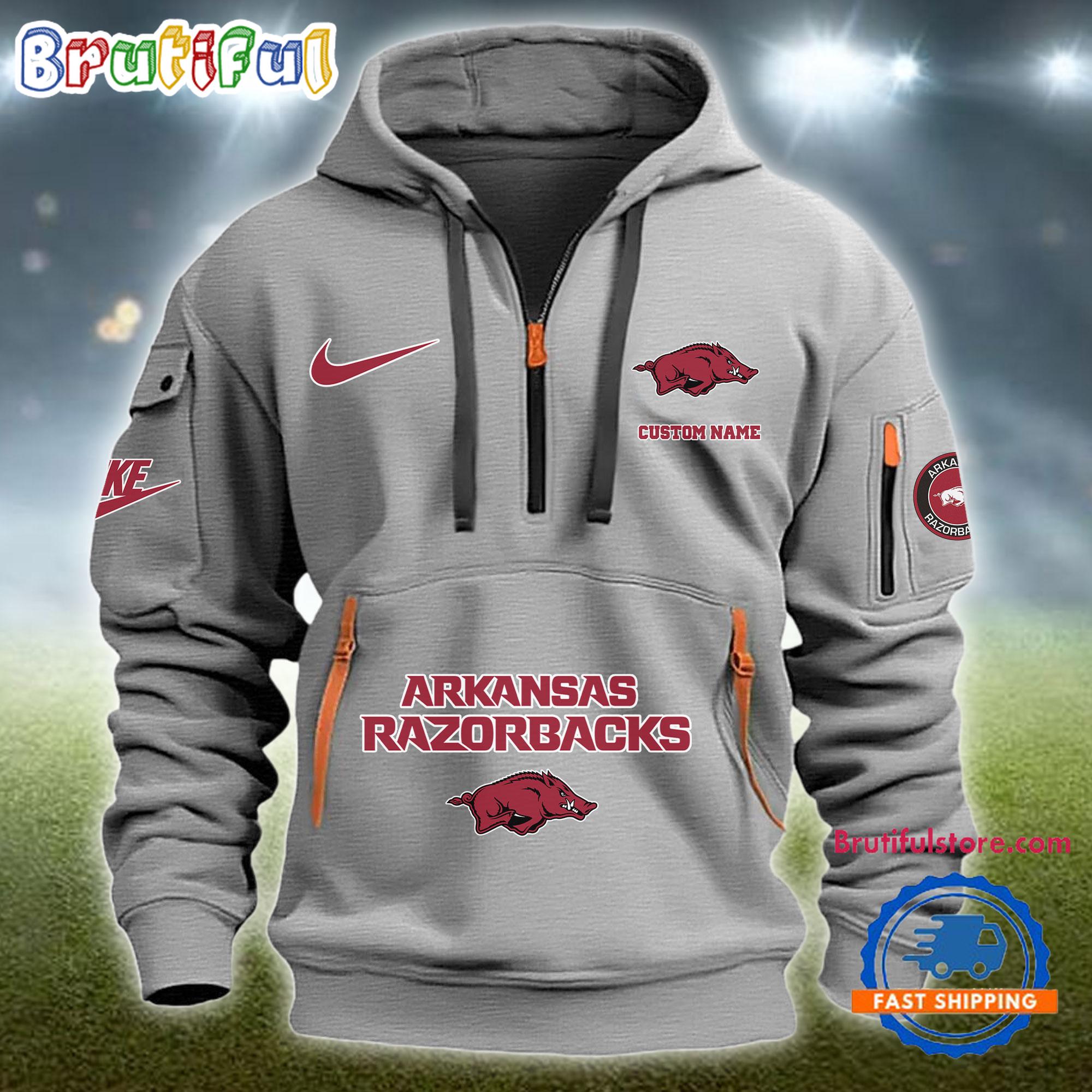 NCAA Arkansas Razorbacks Heavy Hoodie, Sporty Quarter Zip Hoodie