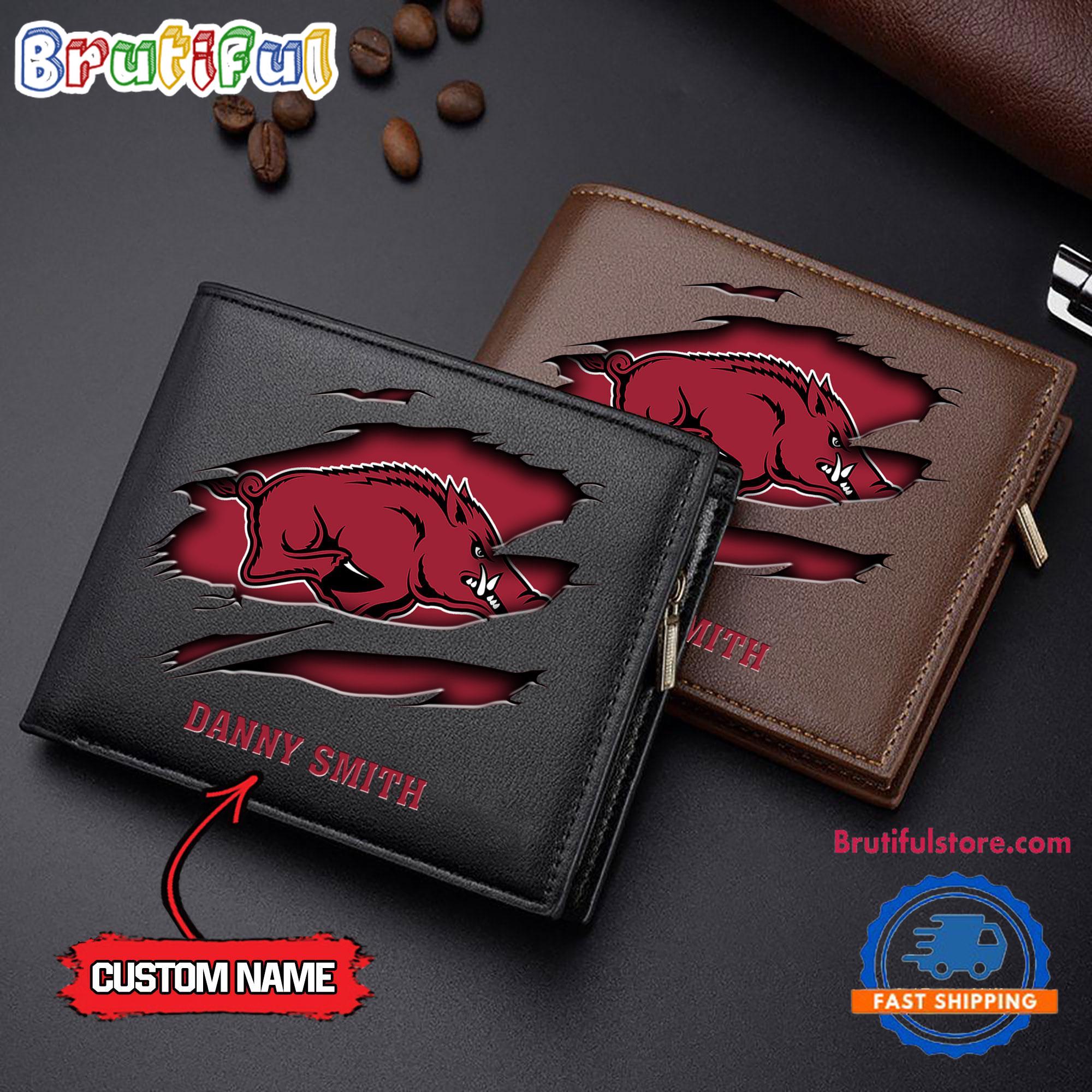 NCAA Arkansas Razorbacks Sporty Custom Men's Leather Wallet