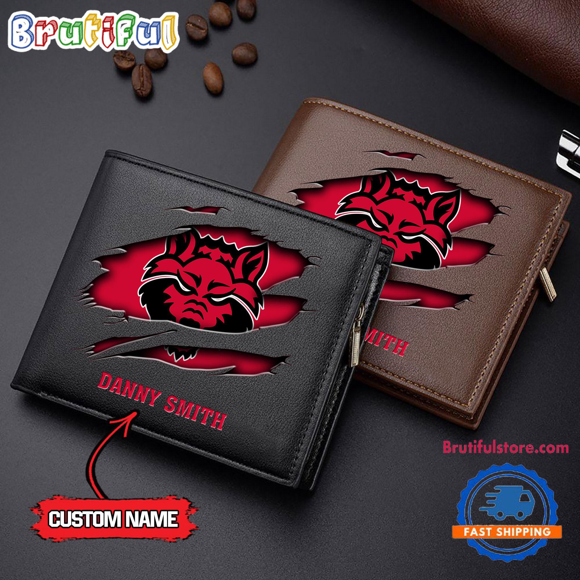 NCAA Arkansas State Red Wolves Sporty Custom Men's Leather Wallet