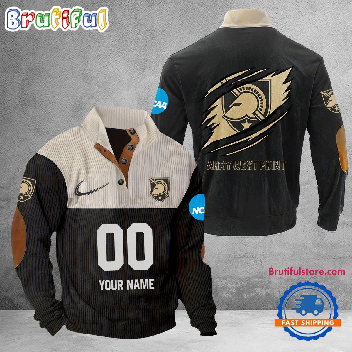 NCAA Army Black Knights Sport Team Custom Name And Number Buttoned Collar Sweatshirt