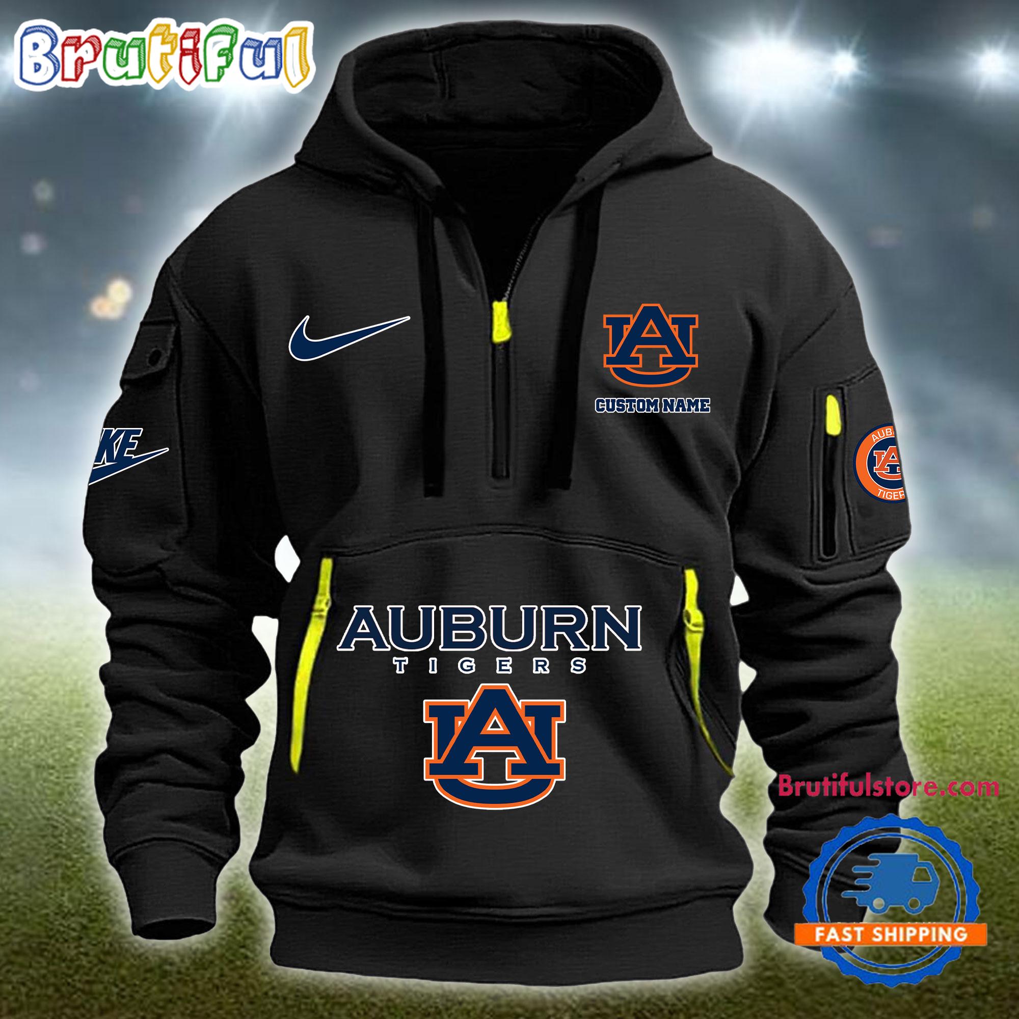 NCAA Auburn Tigers Heavy Hoodie, Sporty Quarter Zip Hoodie
