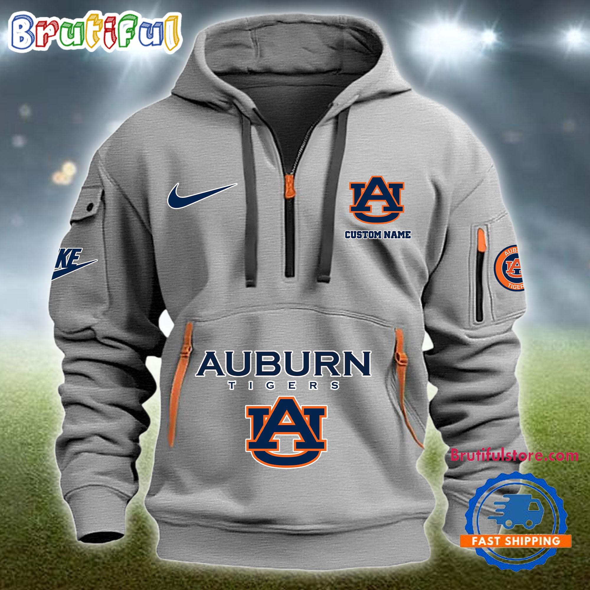 NCAA Auburn Tigers Heavy Hoodie, Sporty Quarter Zip Hoodie