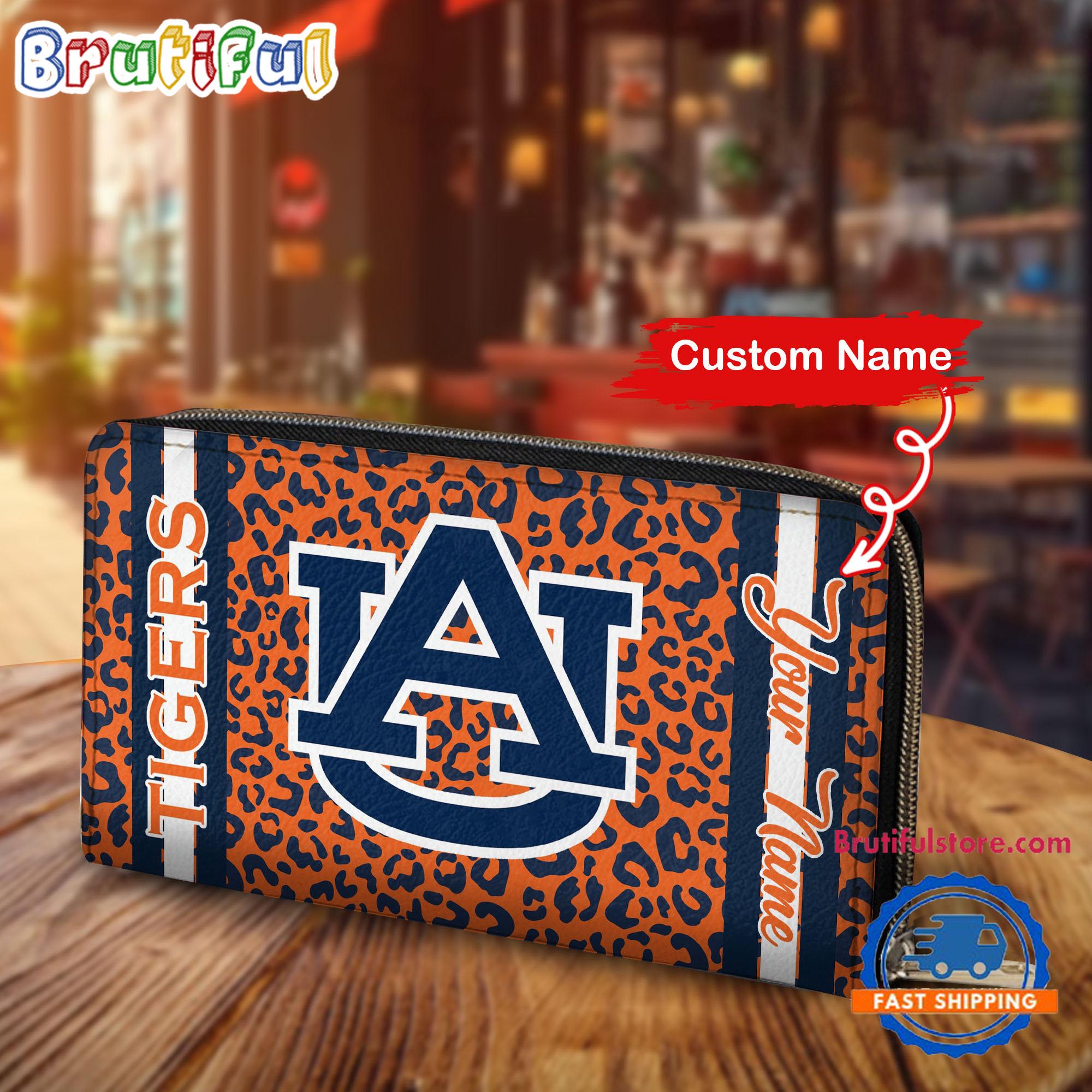 NCAA Auburn Tigers Leopard Women's Zip Around Wallet, Sporty Women's Wallet
