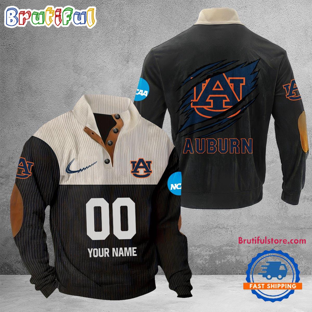 NCAA Auburn Tigers Sport Team Custom Name And Number Buttoned Collar Sweatshirt