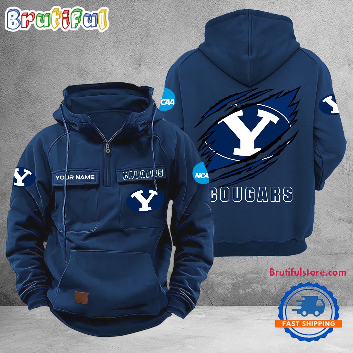 NCAA BYU Cougars Sport Team Design Logo Name Cargo Hoodie