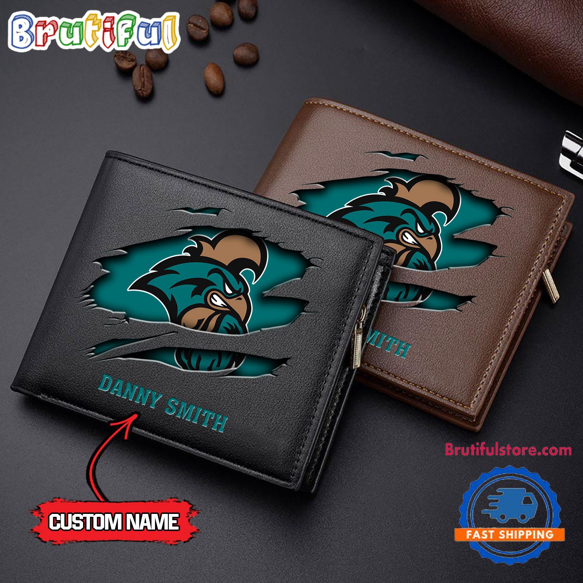 NCAA Coastal Carolina Chanticleers Sporty Custom Men's Leather Wallet