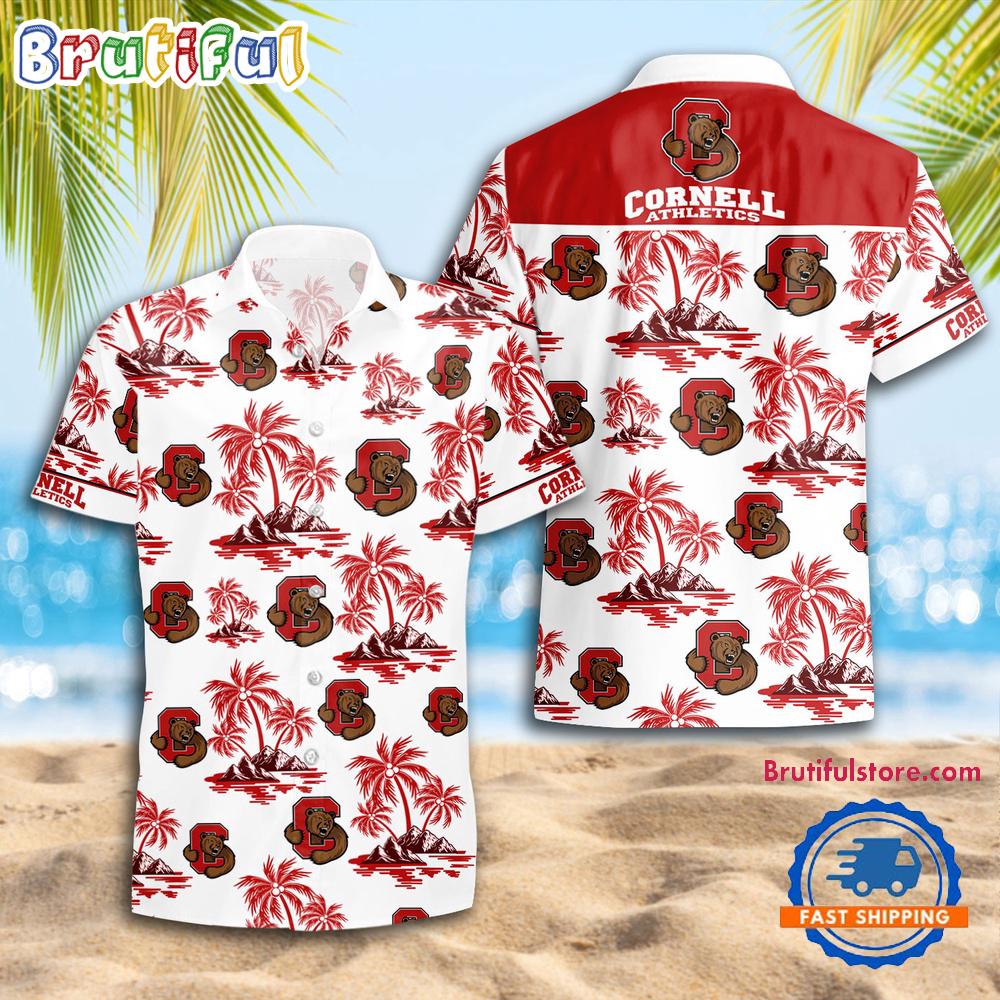 NCAA Cornell Big Red Sporty Aloha Summer Hawaiian Shirt