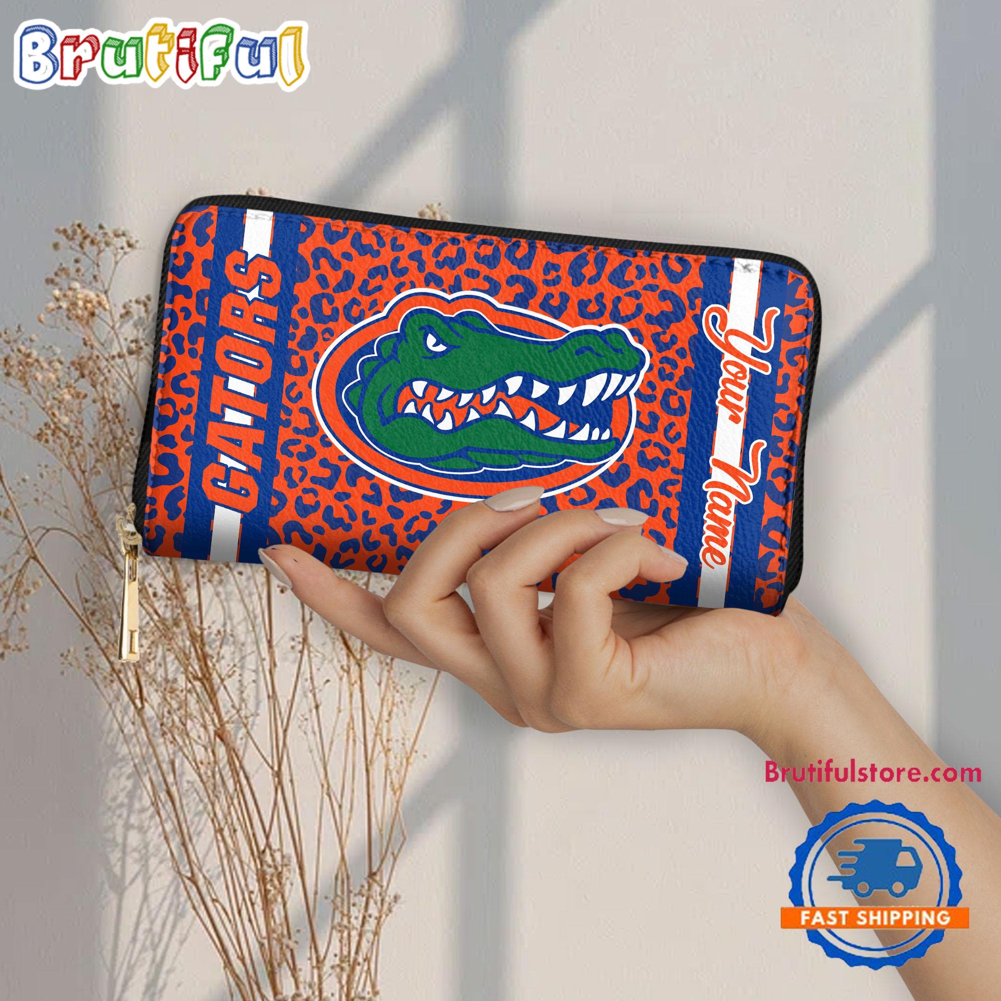 NCAA Florida Gators Leopard Women's Zip Around Wallet, Sporty Women's Wallet