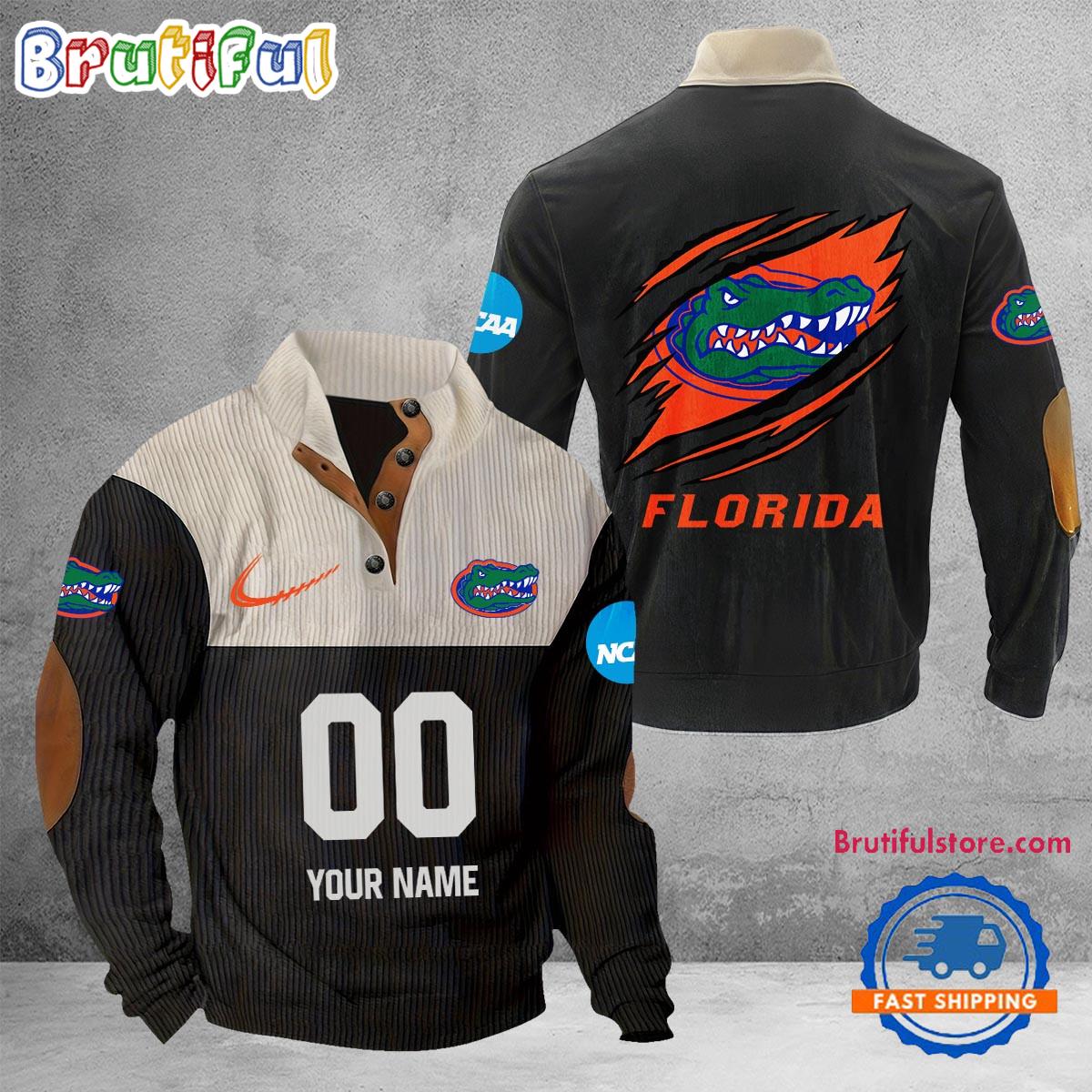 NCAA Florida Gators Sport Team Custom Name And Number Buttoned Collar Sweatshirt