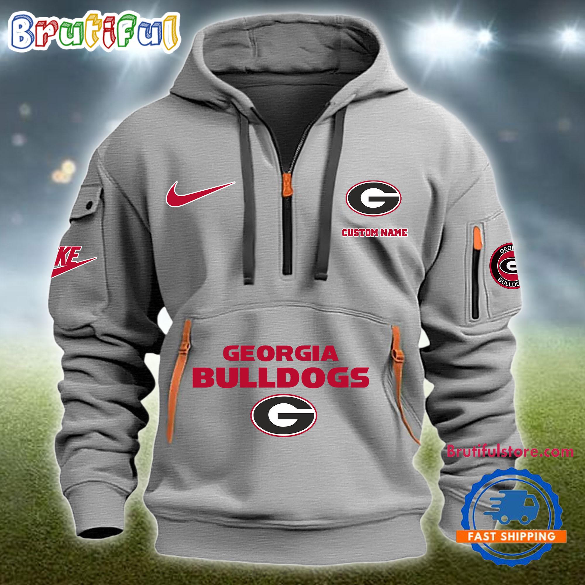 NCAA Georgia Bulldogs Heavy Hoodie, Sporty Quarter Zip Hoodie