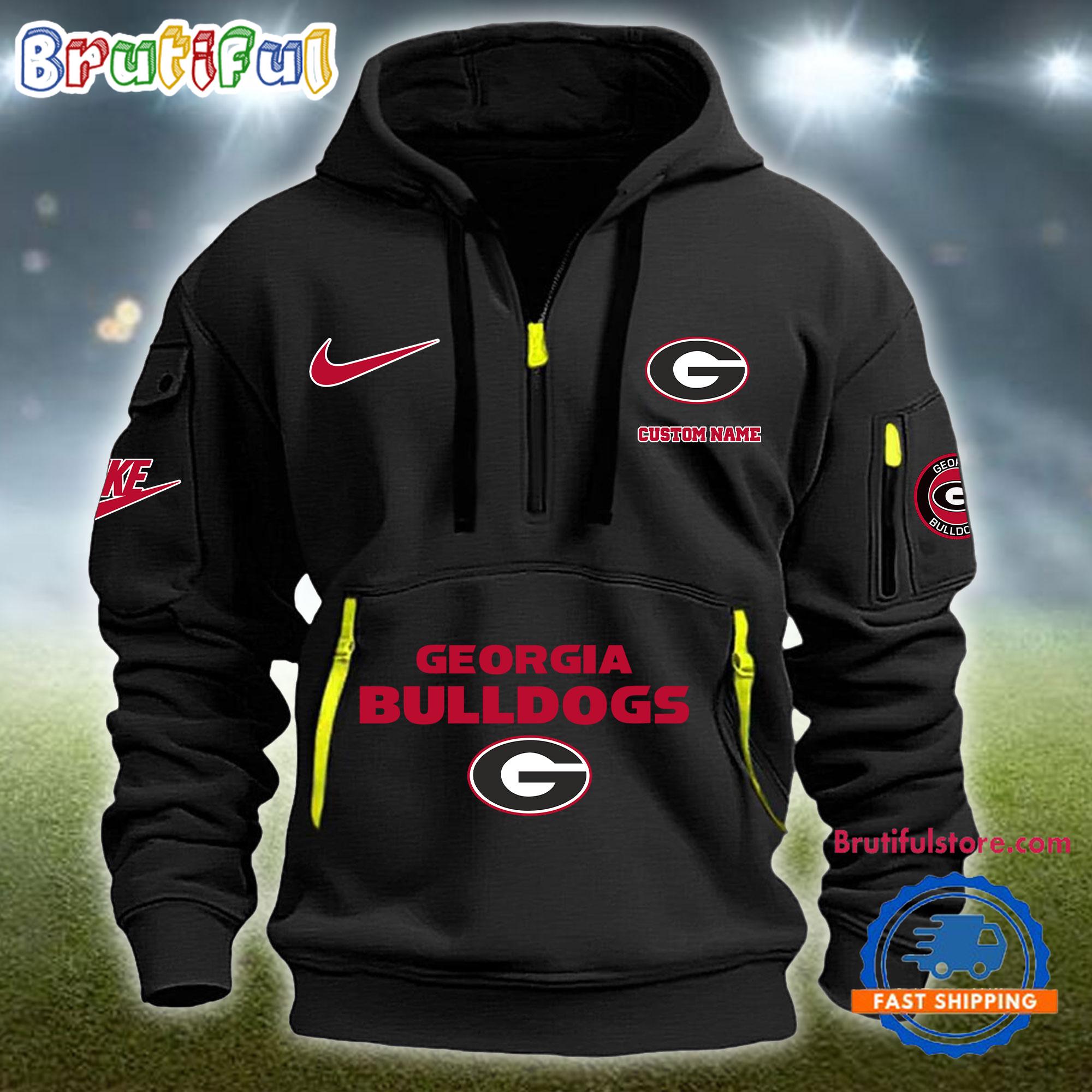 NCAA Georgia Bulldogs Heavy Hoodie, Sporty Quarter Zip Hoodie