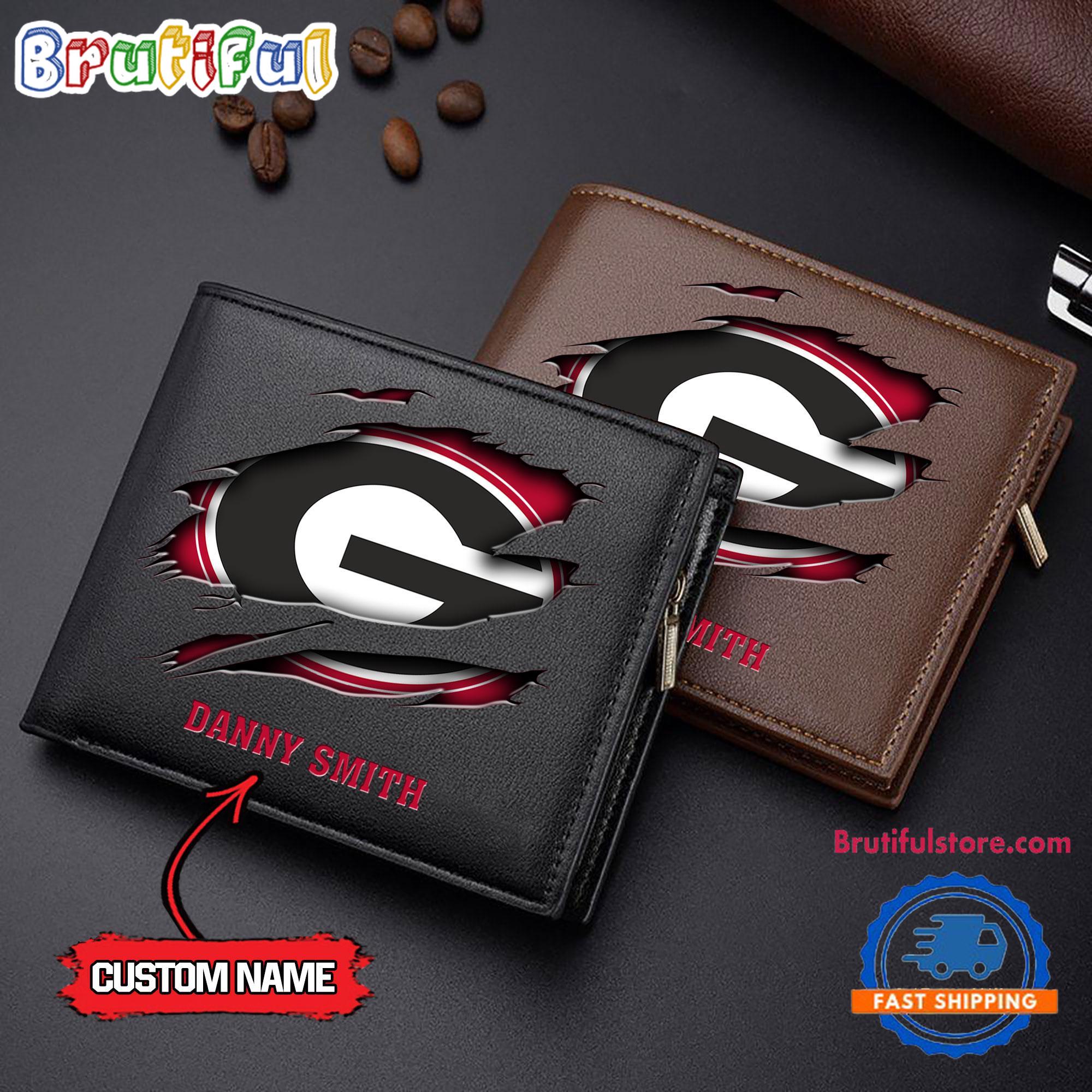 NCAA Georgia Bulldogs Sporty Custom Men's Leather Wallet