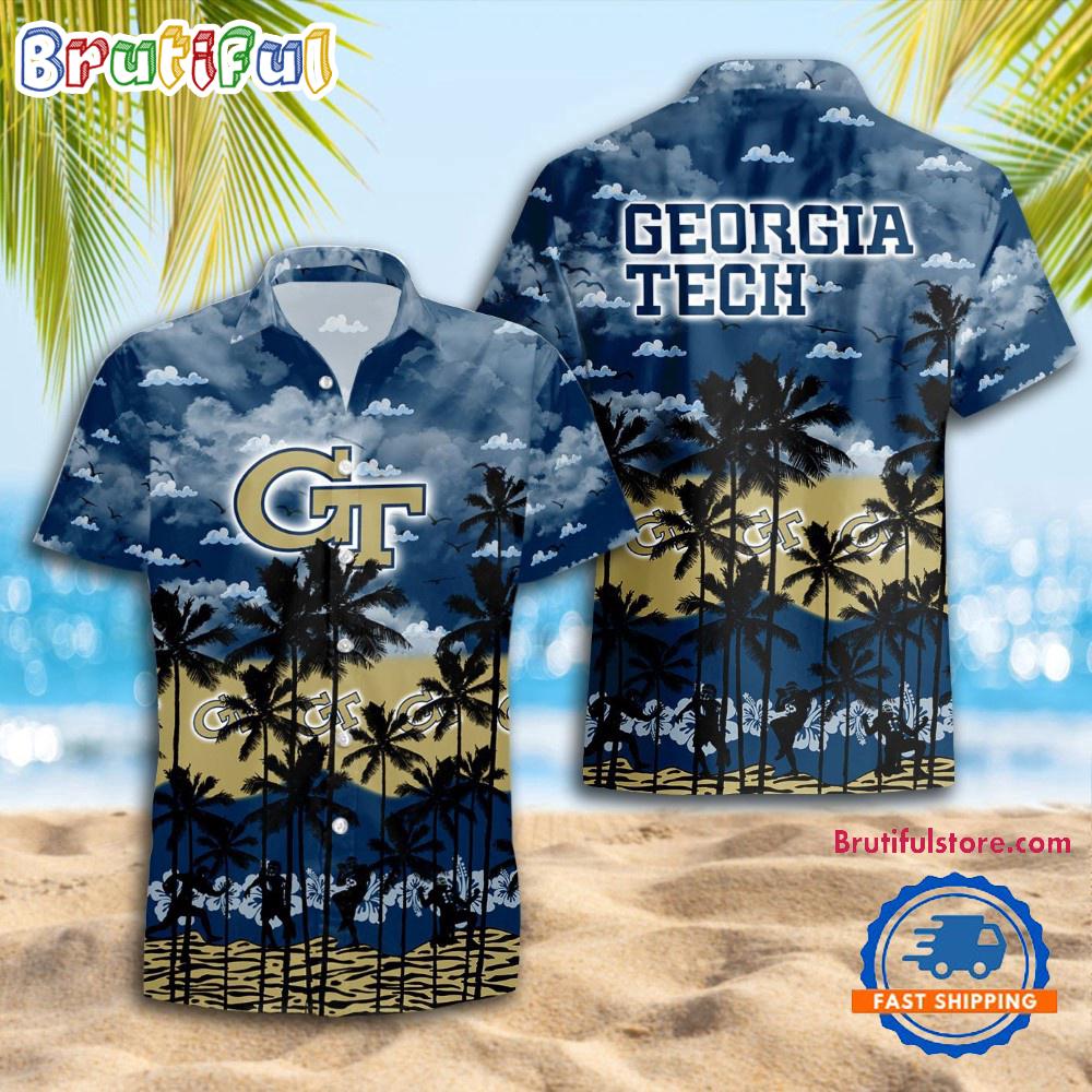 NCAA Georgia Tech Yellow Jackets Palm Tree Hawaiian Shirt
