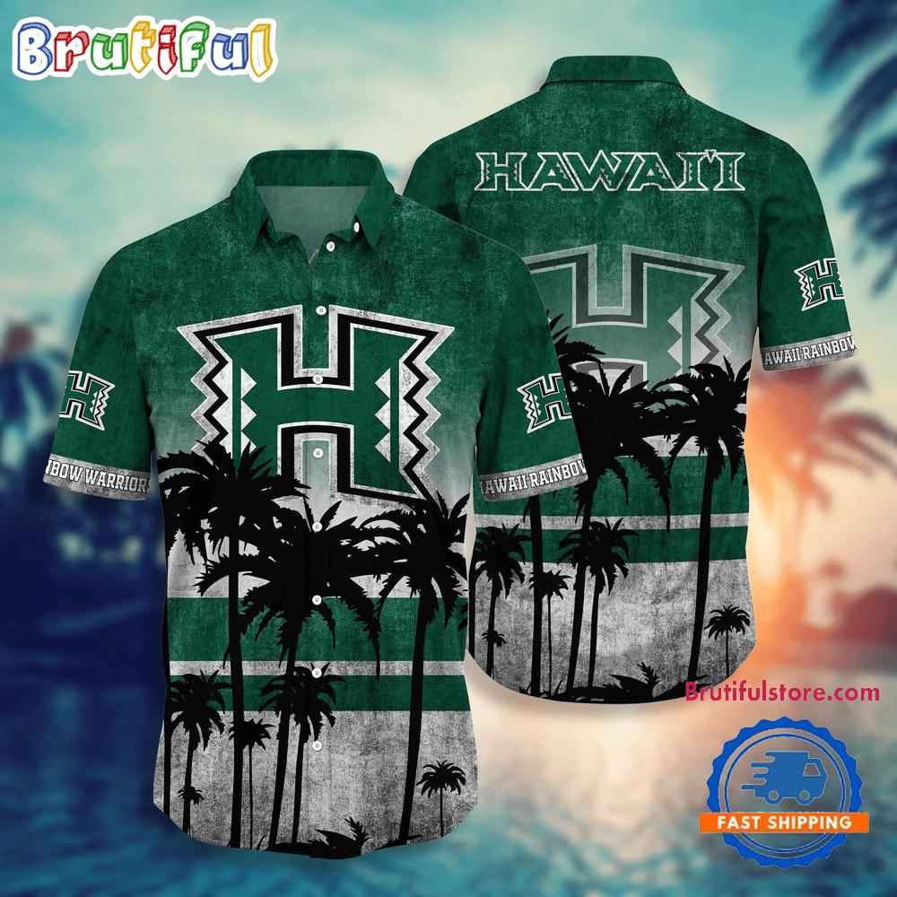 NCAA Hawaii Rainbow Warriors Palm Tree Tropical Summer Beach Hawaiian Shirt