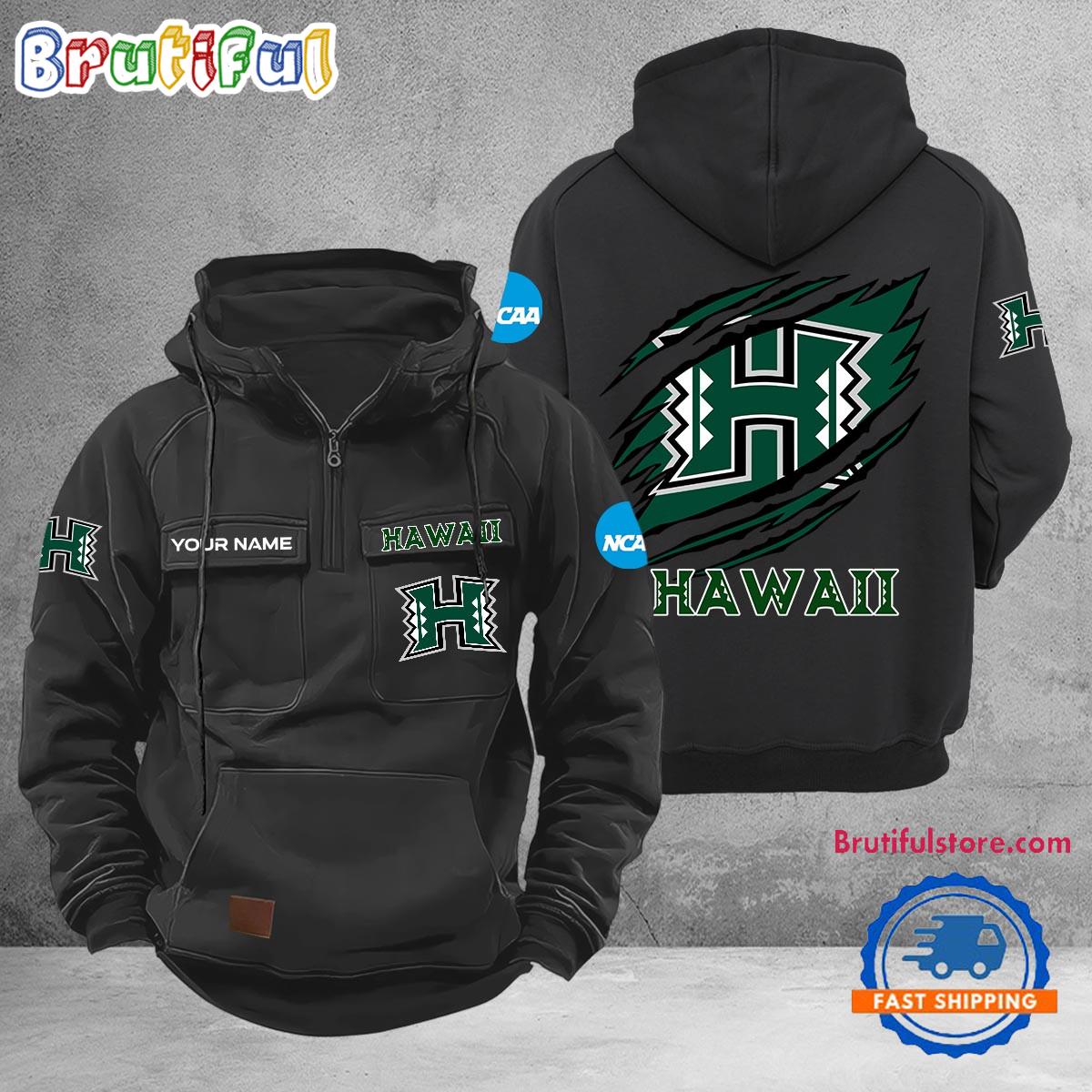 NCAA Hawaii Rainbow Warriors Sport Team Design Logo Name Cargo Hoodie