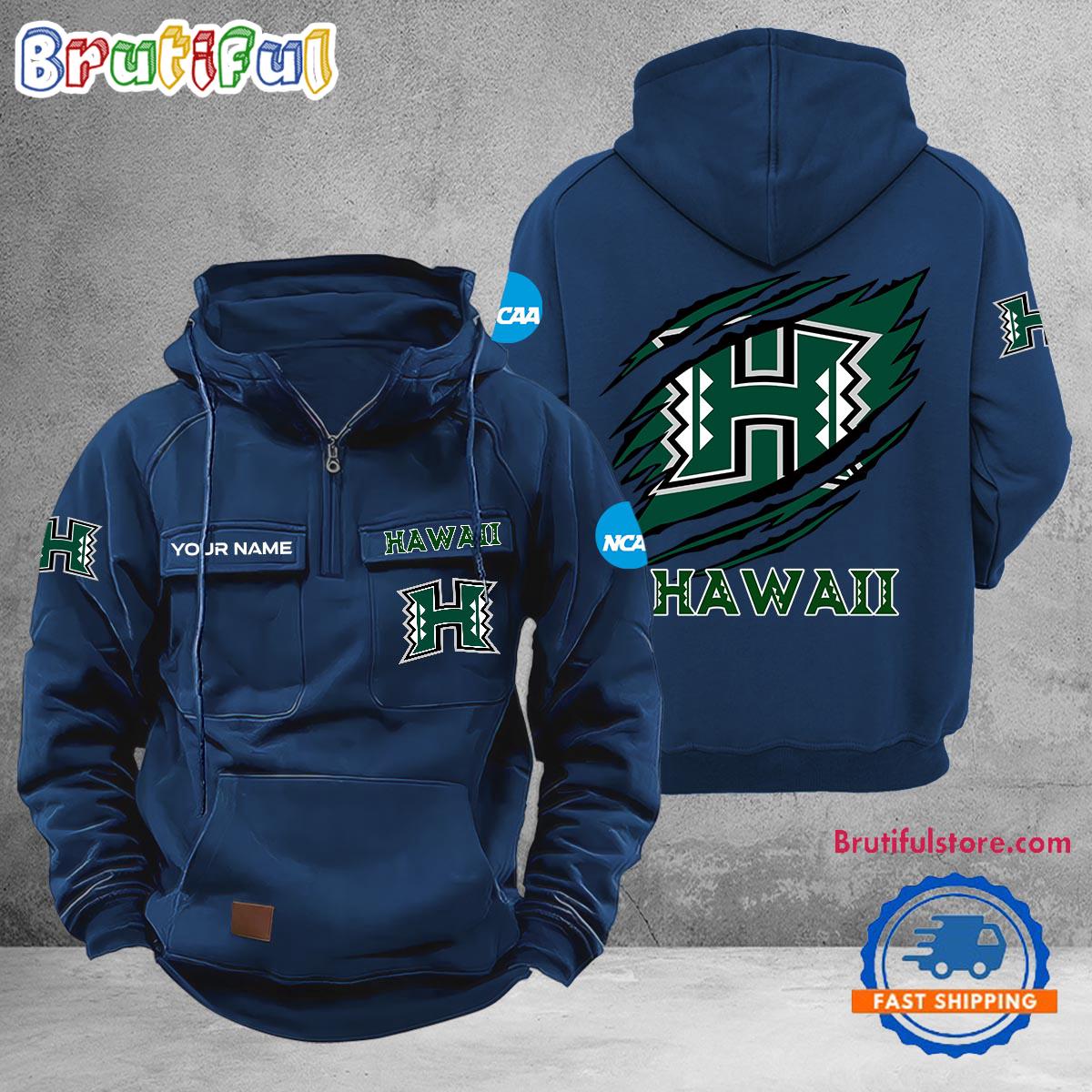 NCAA Hawaii Rainbow Warriors Sport Team Design Logo Name Cargo Hoodie
