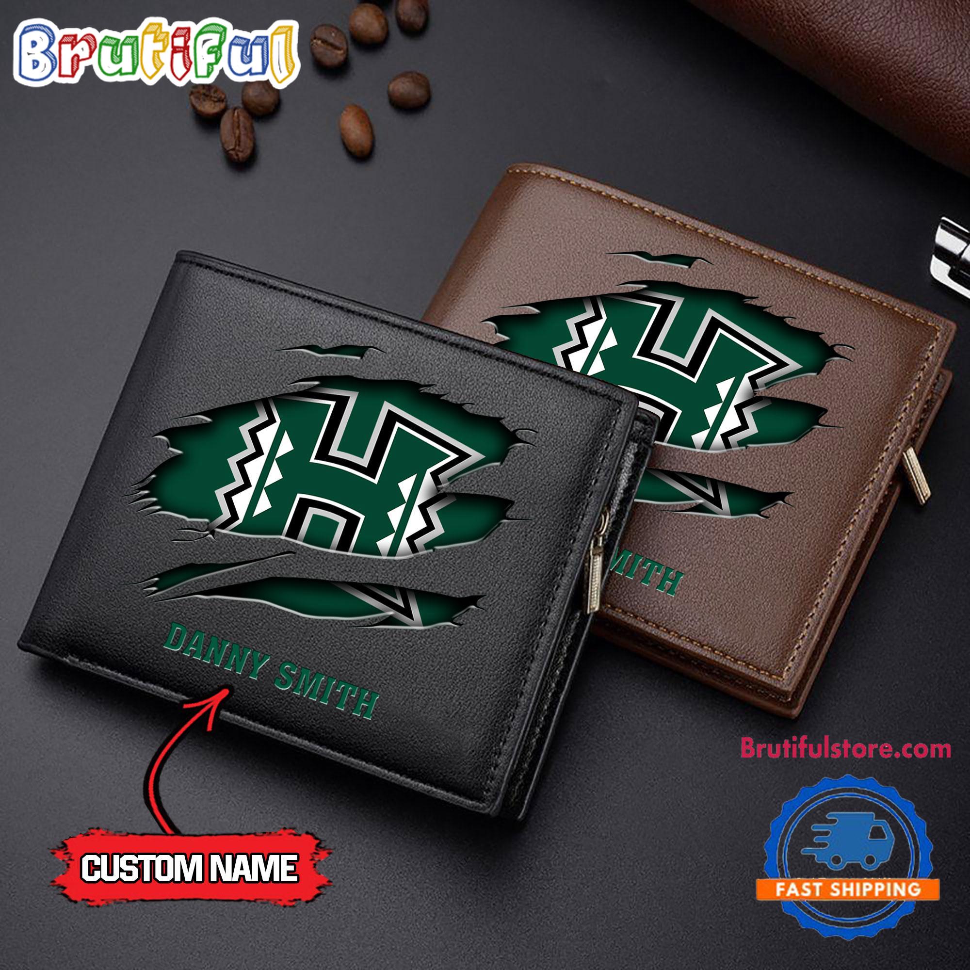 NCAA Hawaii Rainbow Warriors Sporty Custom Men's Leather Wallet