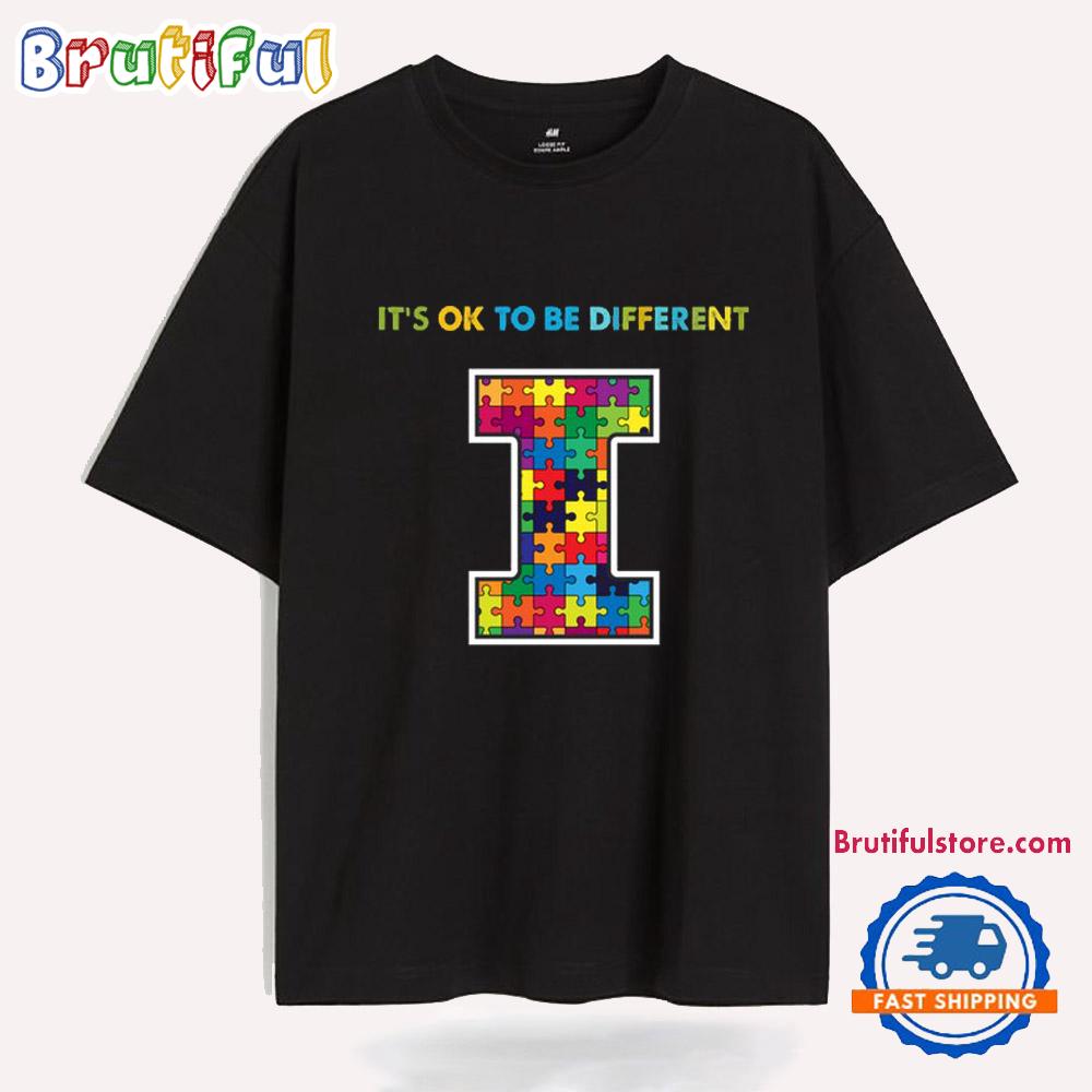 NCAA Illinois Fighting Illini Special Autism Awareness It's Ok To Be Different T-Shirt