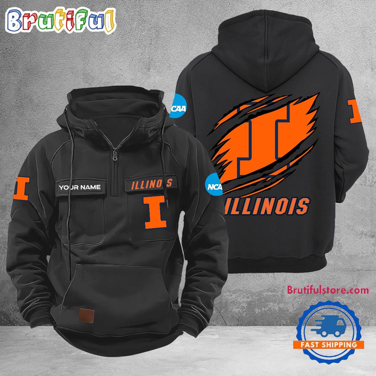 NCAA Illinois Fighting Illini Sport Team Design Logo Name Cargo Hoodie