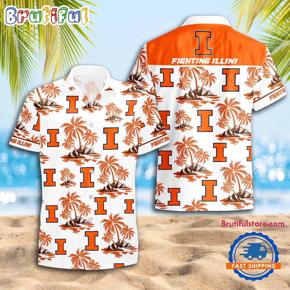 NCAA Illinois Fighting Illini Sporty Aloha Summer Hawaiian Shirt