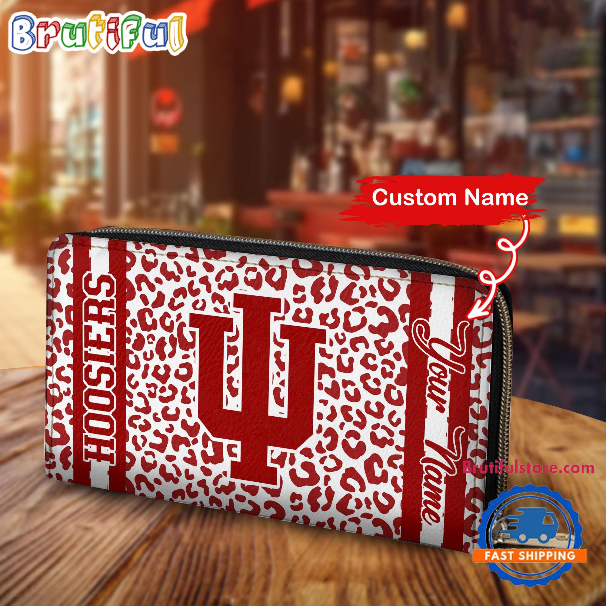 NCAA Indiana Hoosiers Leopard Women's Zip Around Wallet, Sporty Women's Wallet