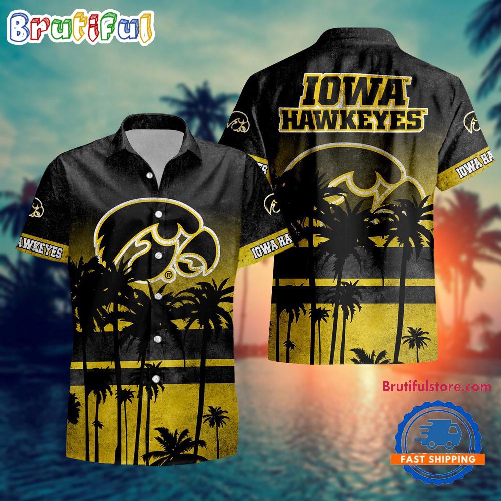 NCAA Iowa Hawkeyes Palm Tree Tropical Summer Beach Hawaiian Shirt