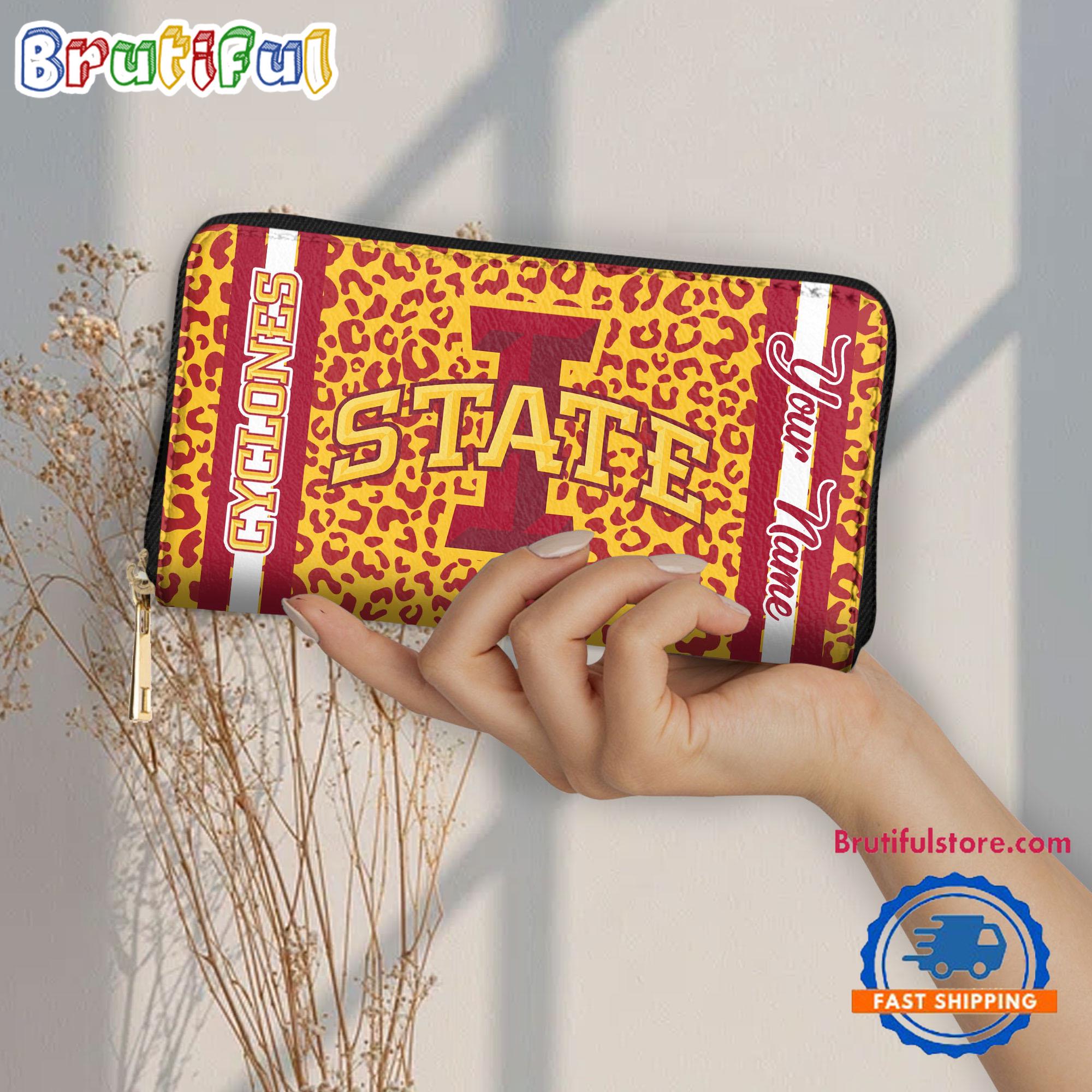 NCAA Iowa State Cyclones Leopard Women's Zip Around Wallet, Sporty Women's Wallet
