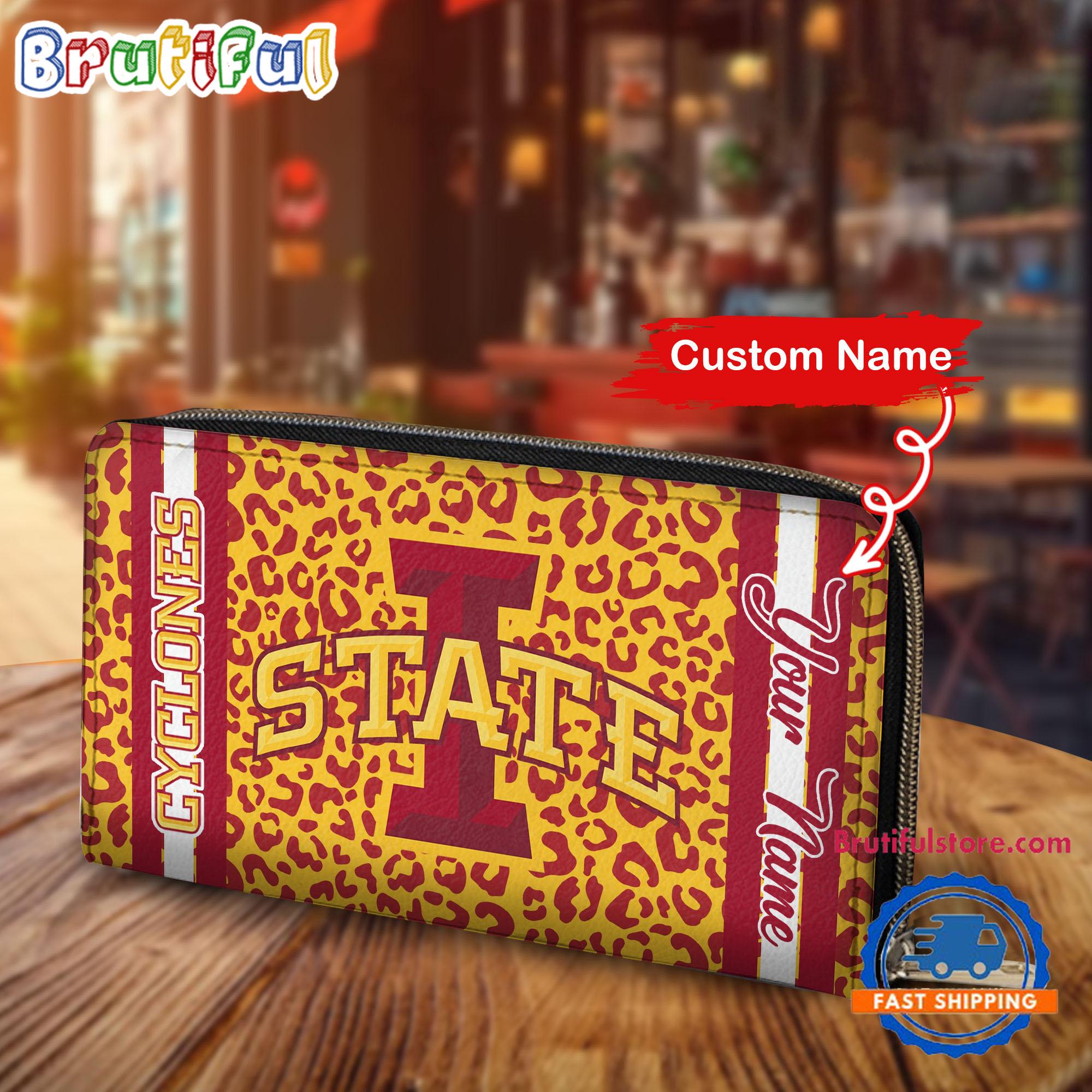 NCAA Iowa State Cyclones Leopard Women's Zip Around Wallet, Sporty Women's Wallet