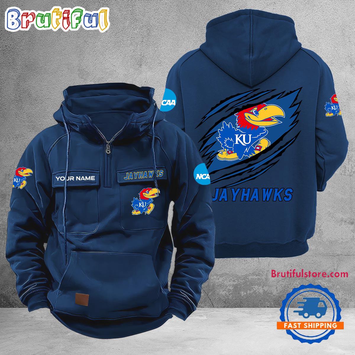 NCAA Kansas Jayhawks Sport Team Design Logo Name Cargo Hoodie