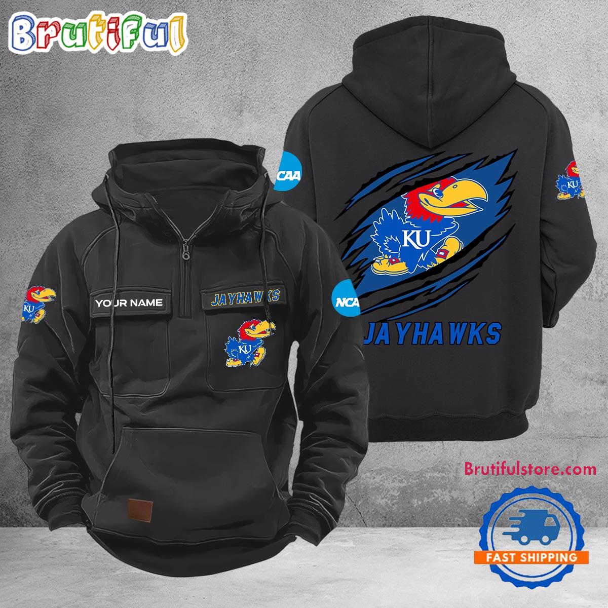 NCAA Kansas Jayhawks Sport Team Design Logo Name Cargo Hoodie