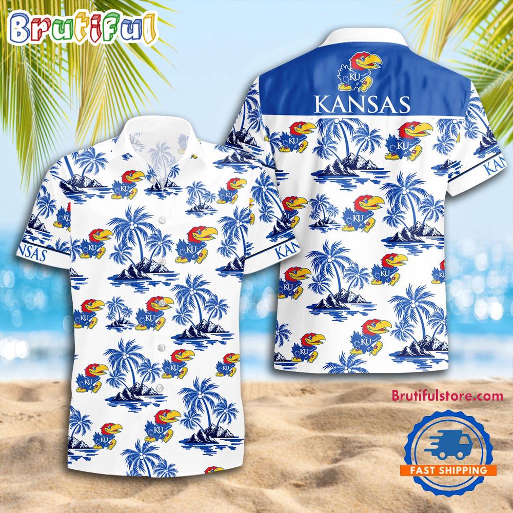 NCAA Kansas Jayhawks Sporty Aloha Summer Hawaiian Shirt