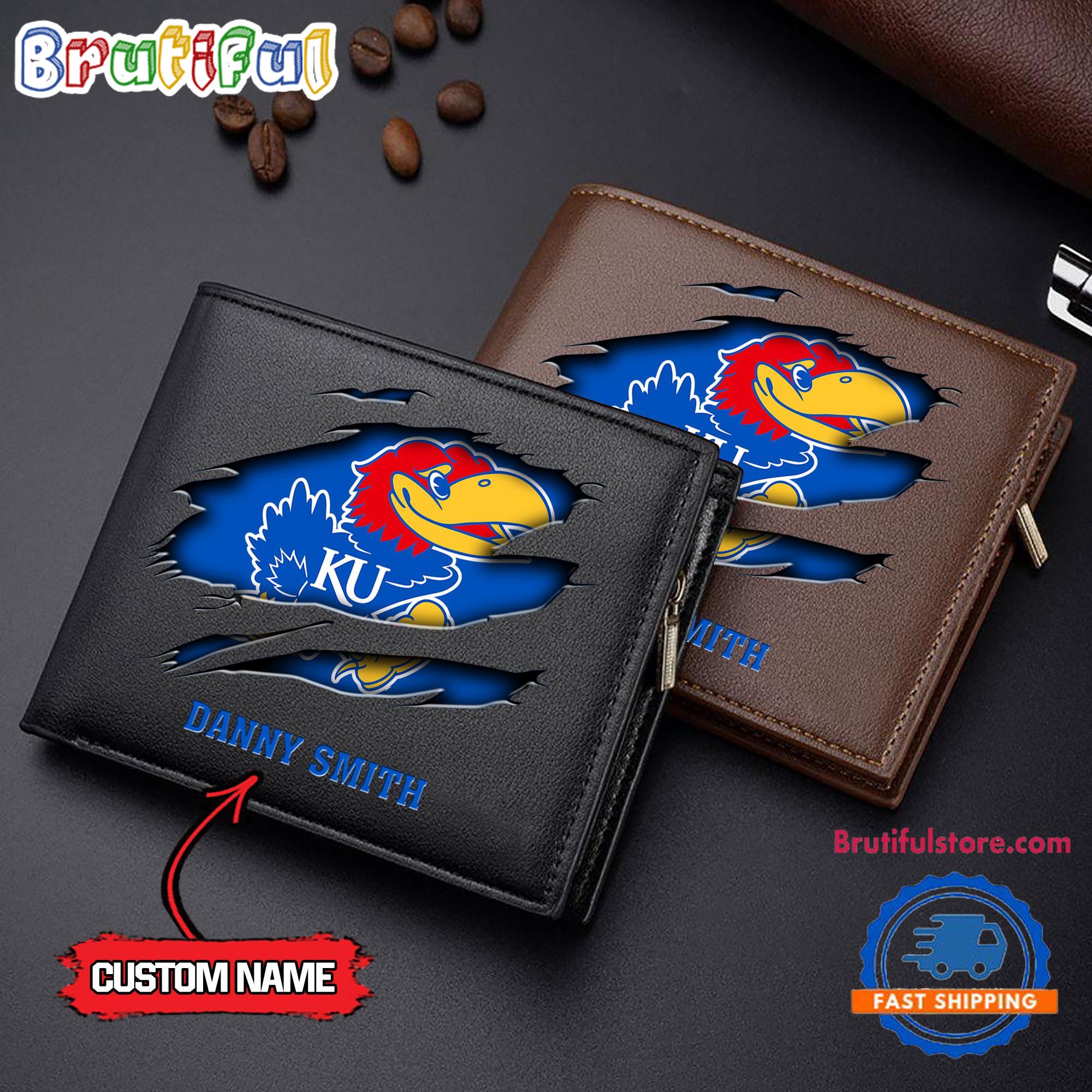 NCAA Kansas Jayhawks Sporty Custom Men's Leather Wallet