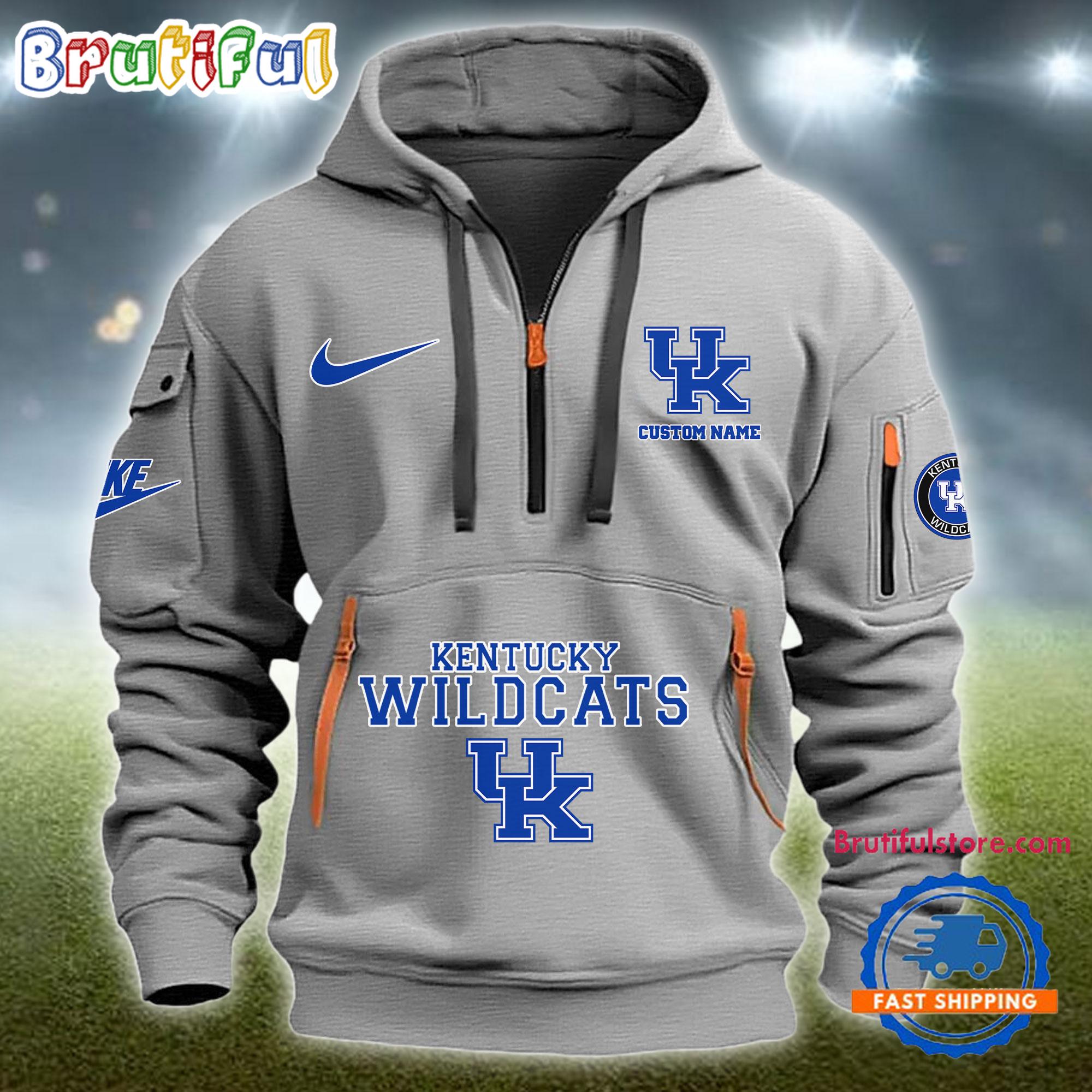 NCAA Kentucky Wildcats Heavy Hoodie, Sporty Quarter Zip Hoodie