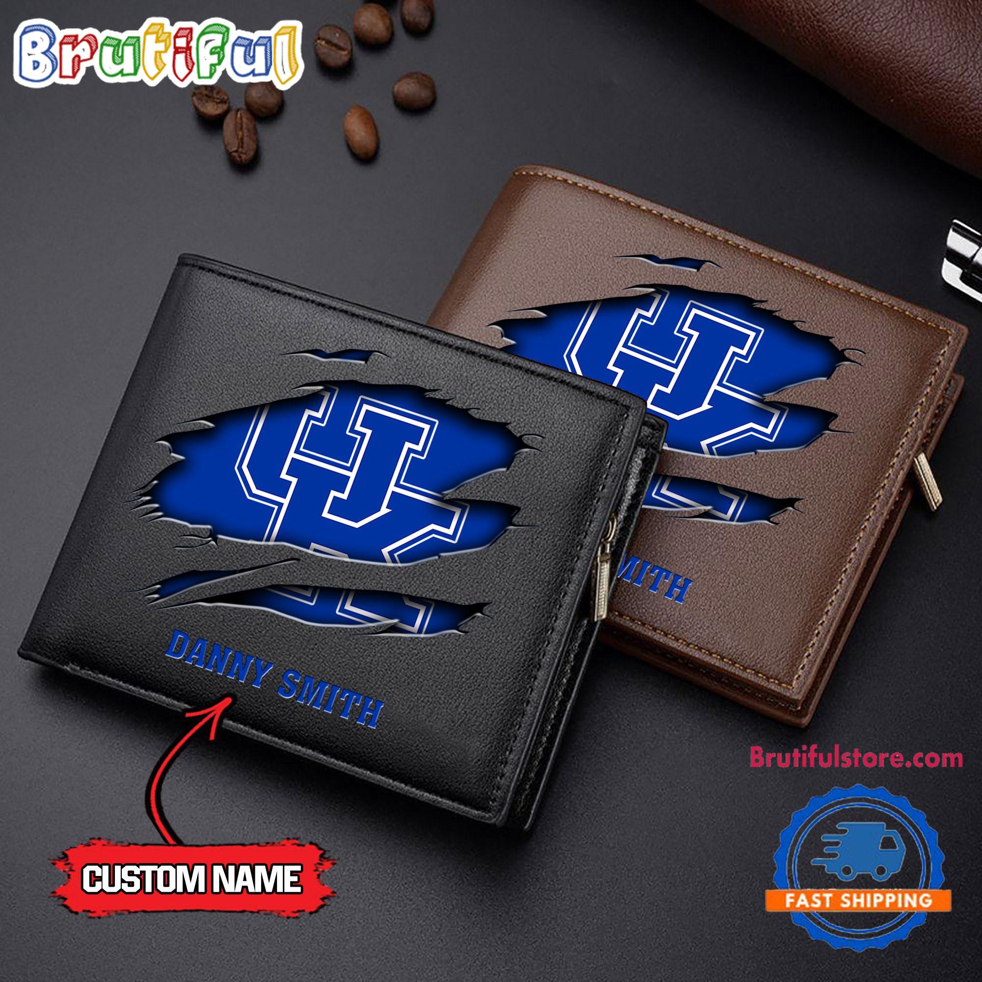 NCAA Kentucky Wildcats Sporty Custom Men's Leather Wallet