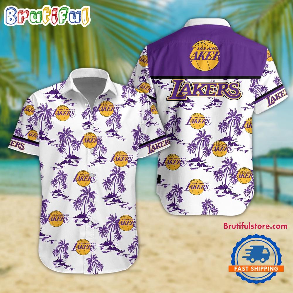 NCAA Los Angeles Lakers Sporty Aloha Summer Hawaiian Shirt