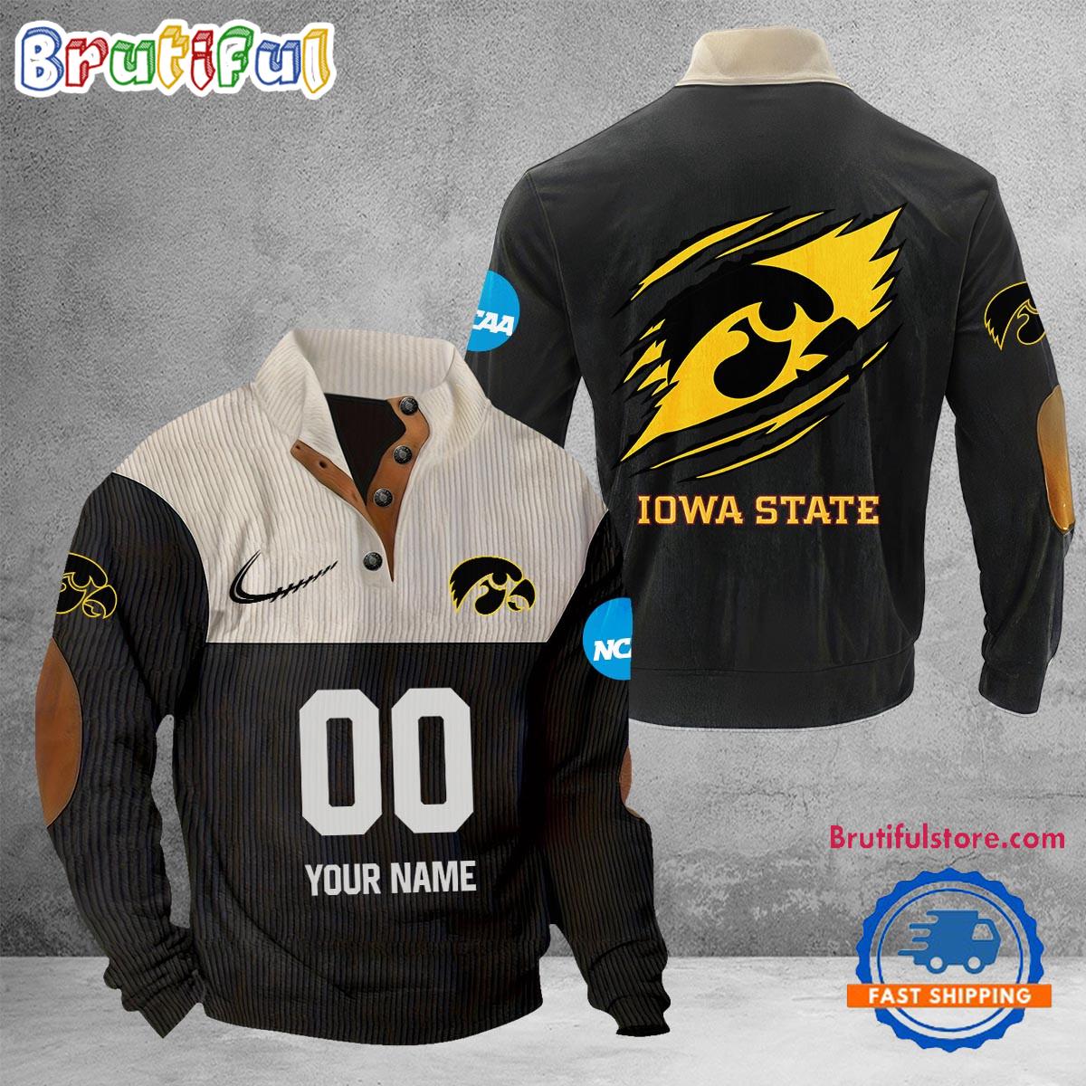 NCAA lowa State Cyclones Sport Team Custom Name And Number Buttoned Collar Sweatshirt