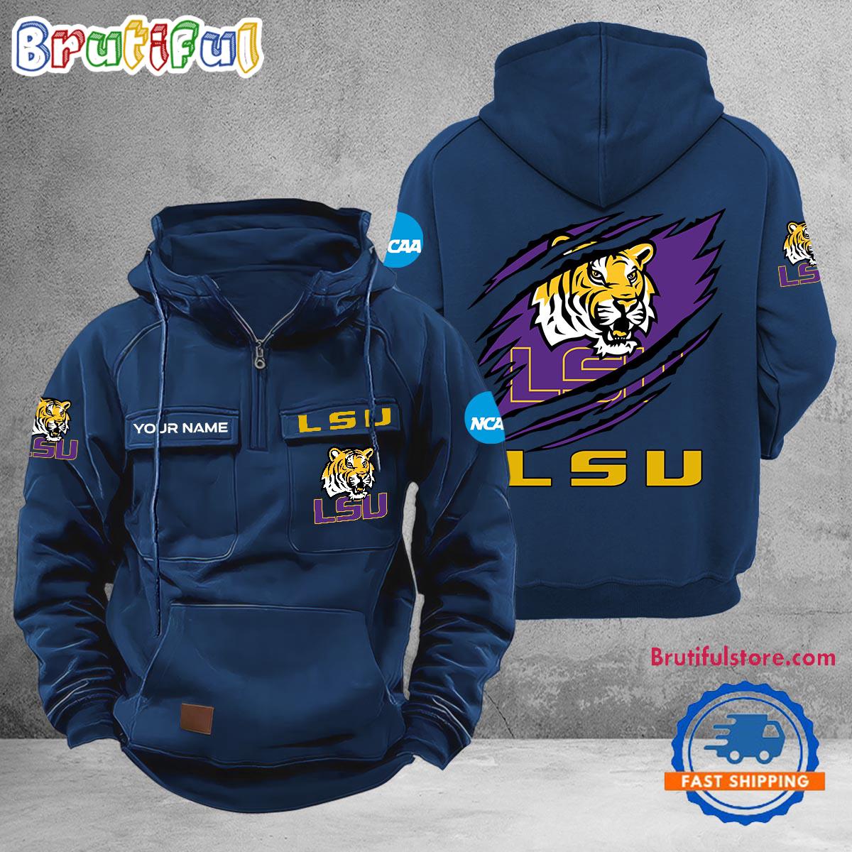 NCAA LSU Tigers Sport Team Design Logo Name Cargo Hoodie