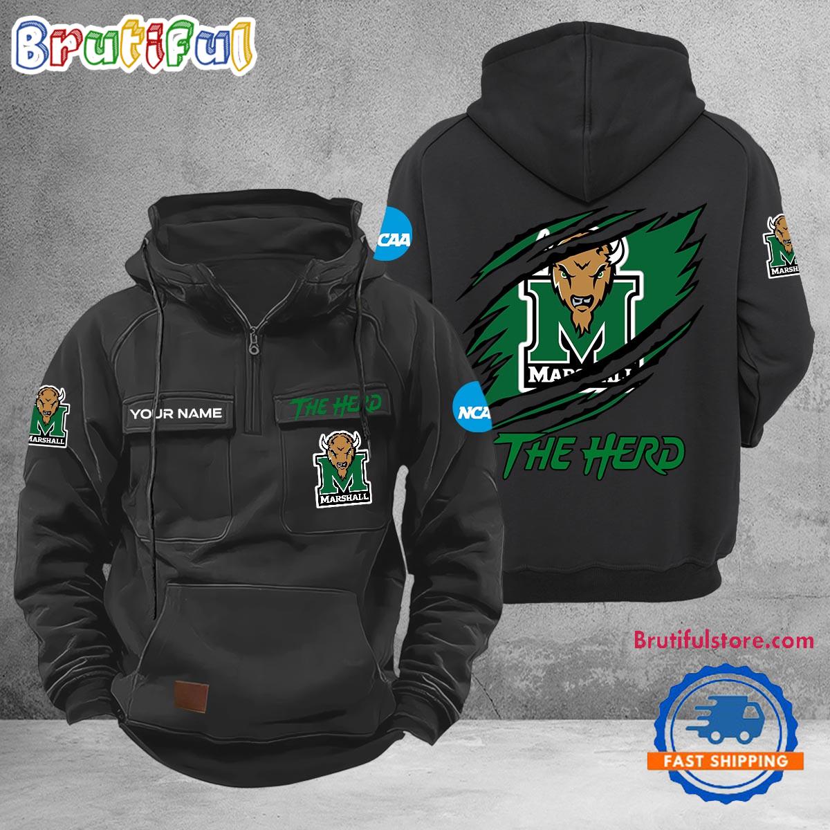 NCAA Marshall Thundering Herd Sport Team Design Logo Name Cargo Hoodie